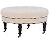 Linon Home Eva Round Tufted Upholstered Traditional Ottoman, 1 of 6
