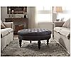 Linon Home Eva Round Tufted Upholstered Traditional Ottoman, 2 of 6