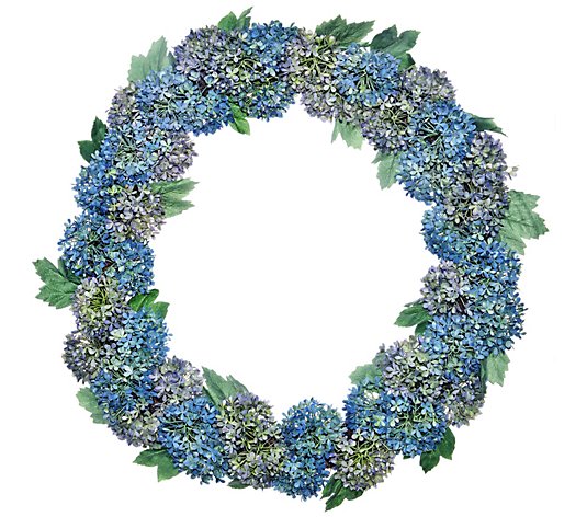 Snowball Hydrangea Wreath 24" by Valerie