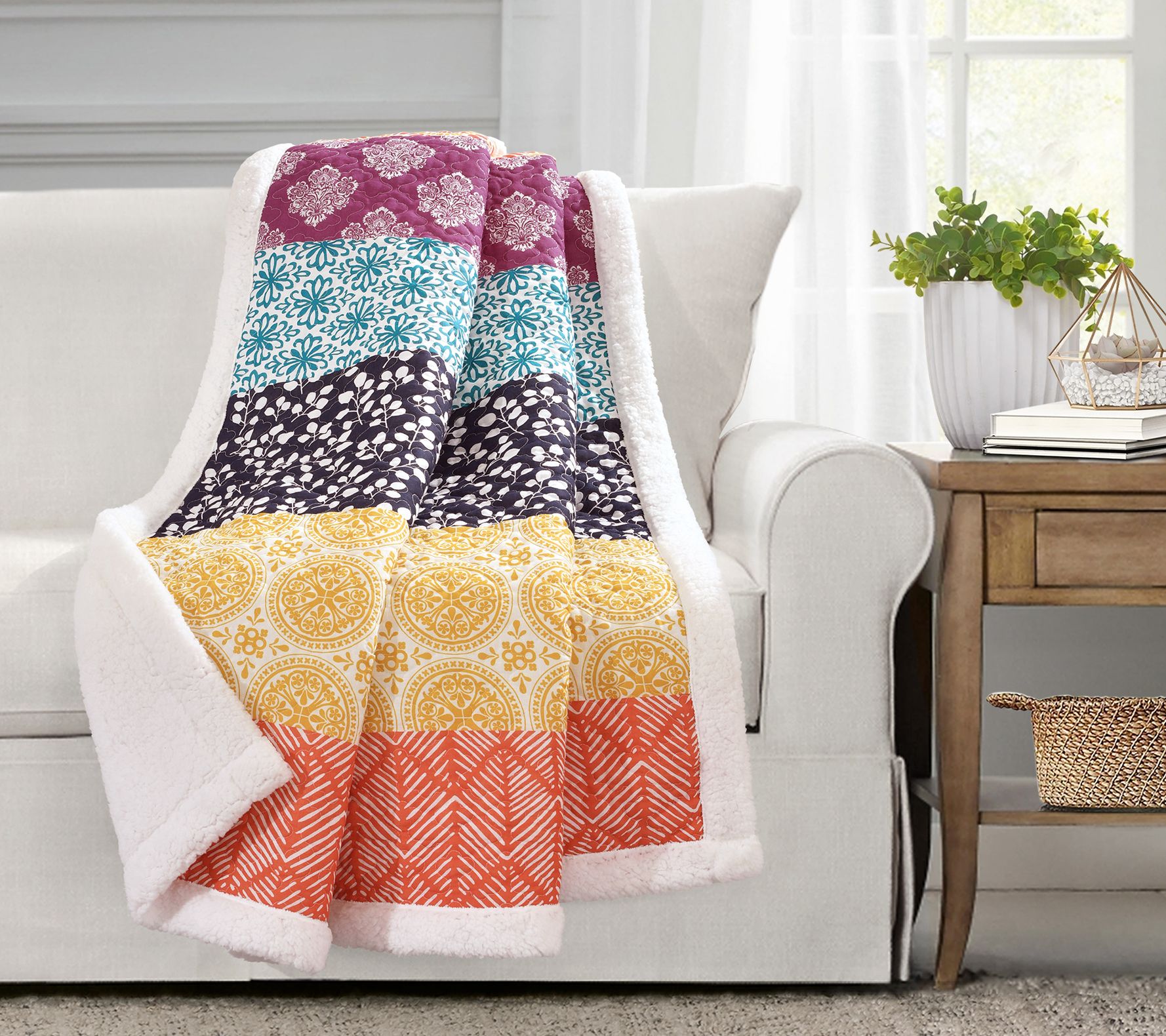 Bohemian Stripe Sherpa Throw by Lush Decor
