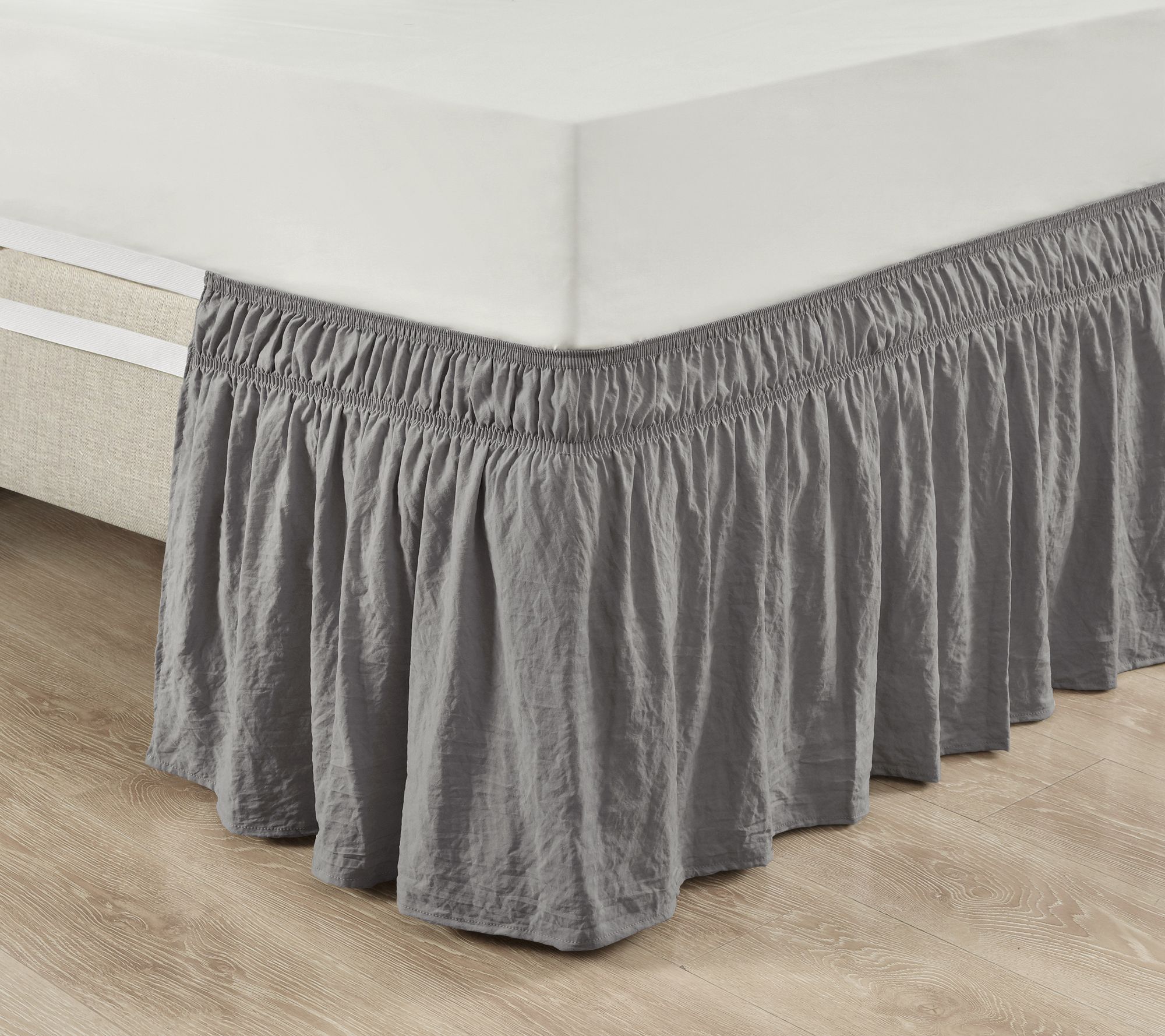 Ruched Ruffle Elastic Wrap-Around Twin/Twin-XL/Full Bedskirt