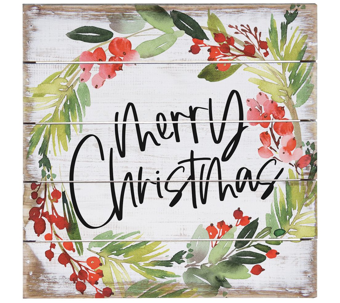 Sincere Surroundings 8" Merry Christmas Holly Pallet Petite