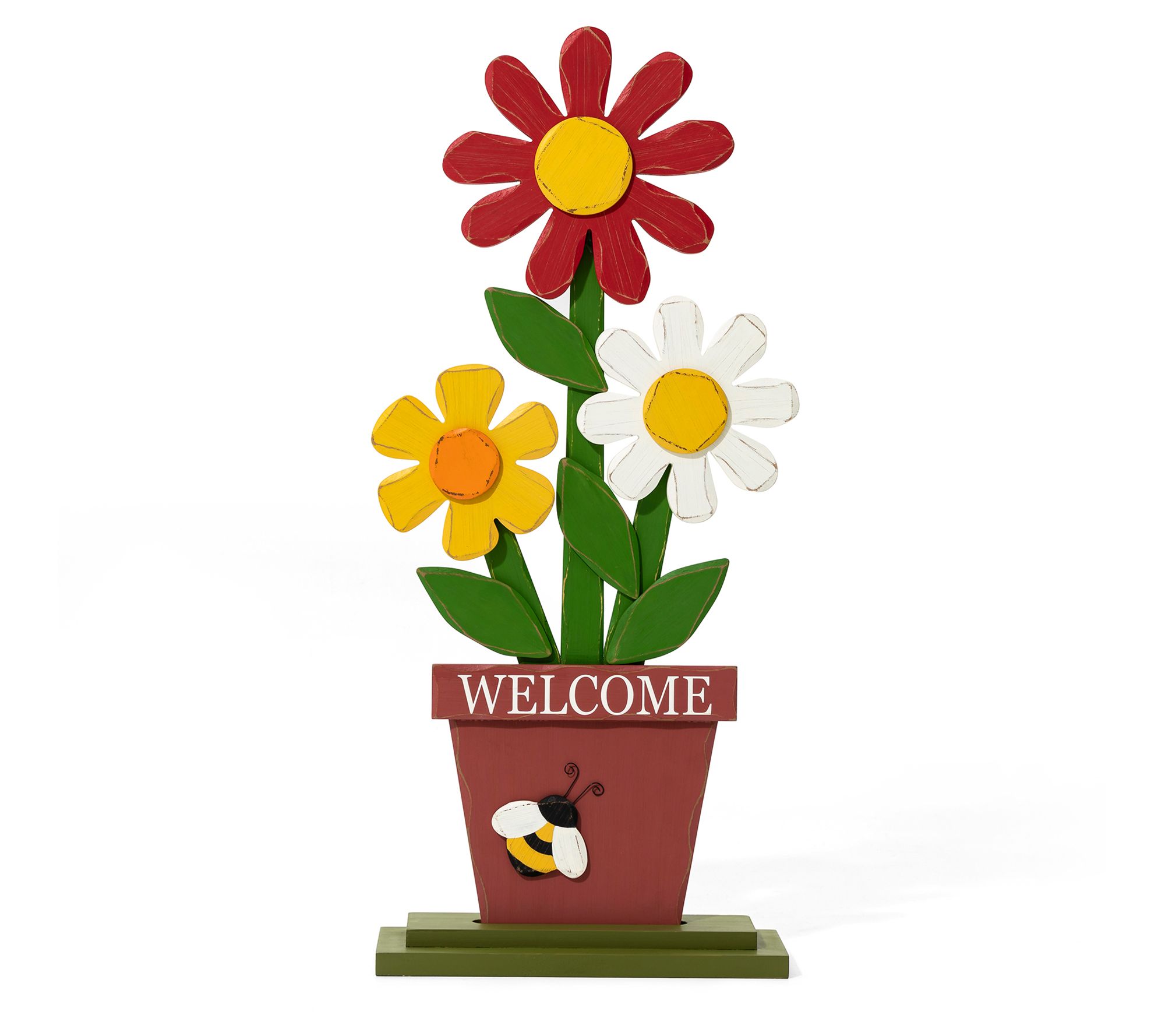 Glitzhome 30" WELCOME Happy Blooming Flowers Porch Sign