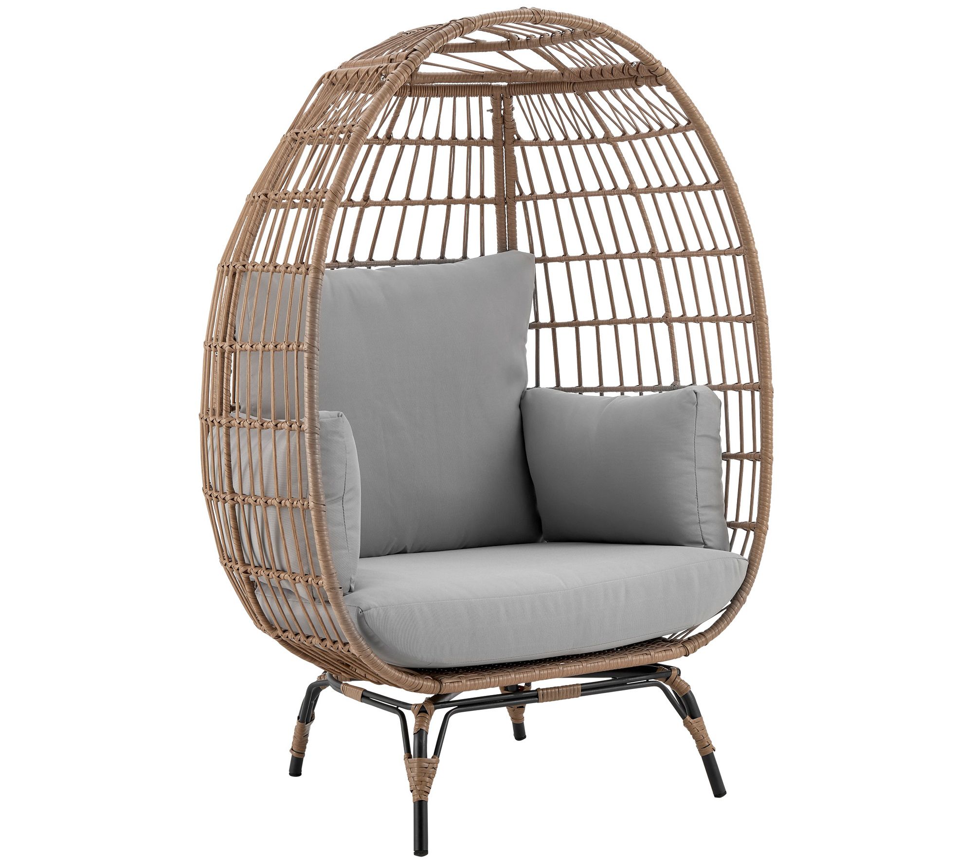 Spezia Freestanding Steel and Rattan Outdoor Egg Chair