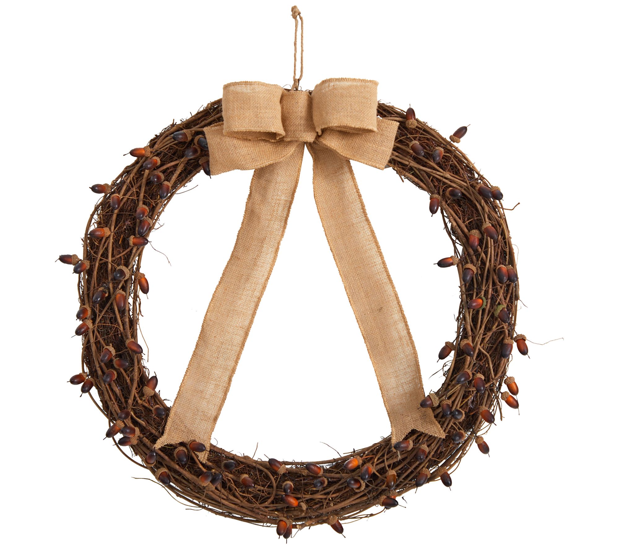 Nearly Natural 30" Fall Acorn & Decorative Bow Wreath