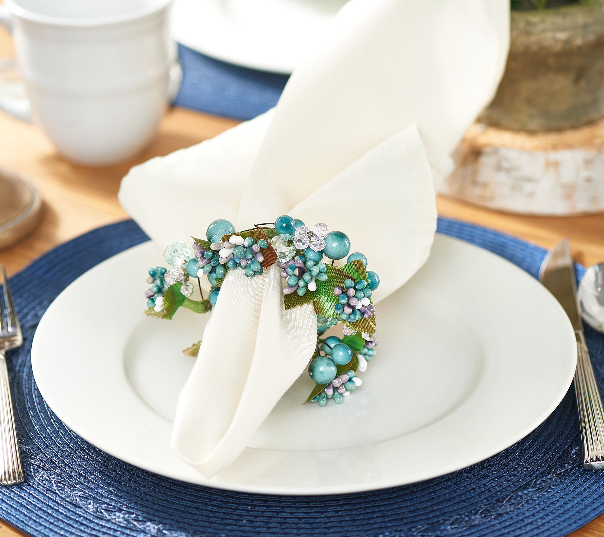 "As Is" Set of 4 Beaded and Pearl Napkin Rings by Valerie
