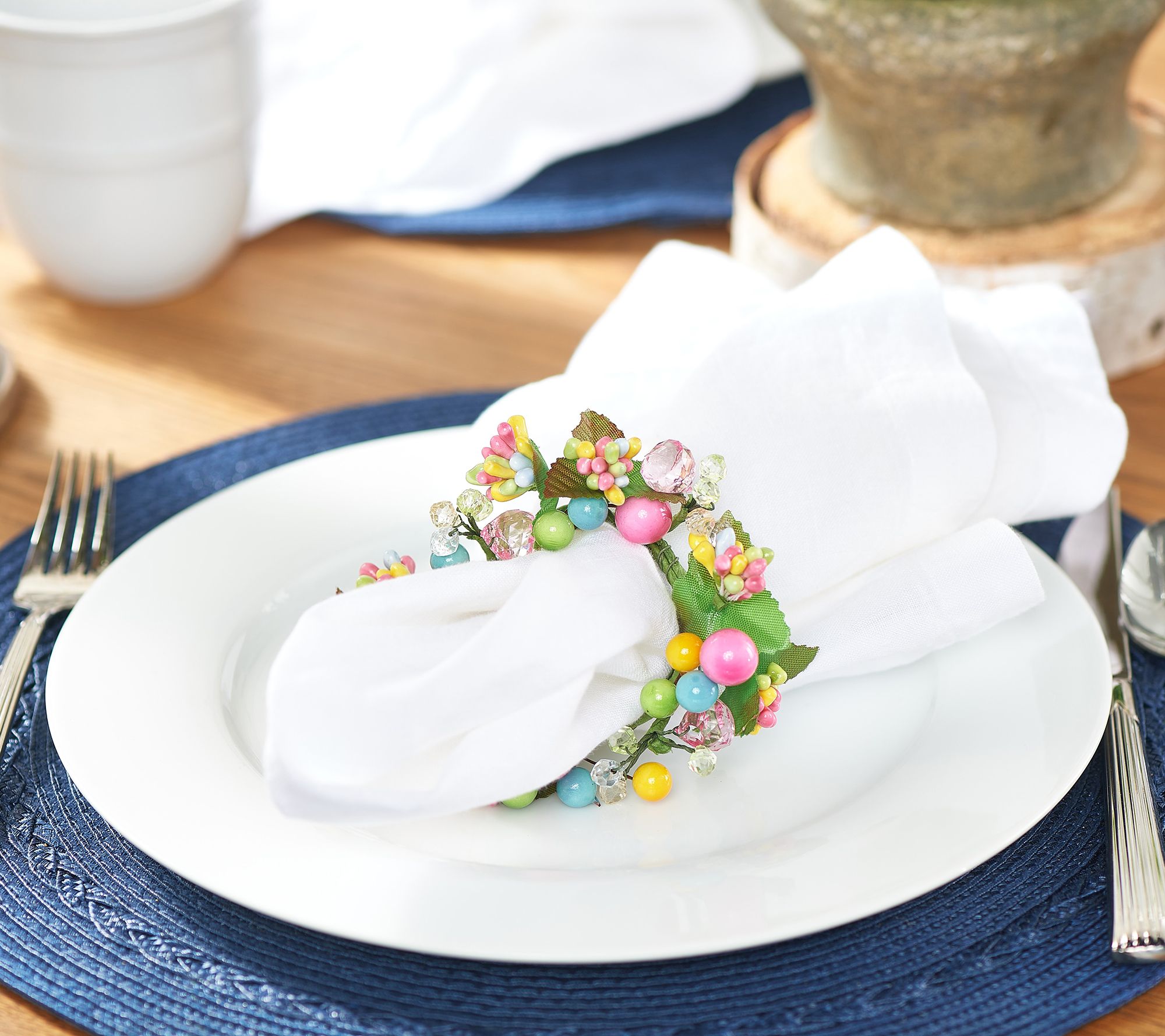 "As Is" Set of 4 Beaded and Pearl Napkin Rings by Valerie
