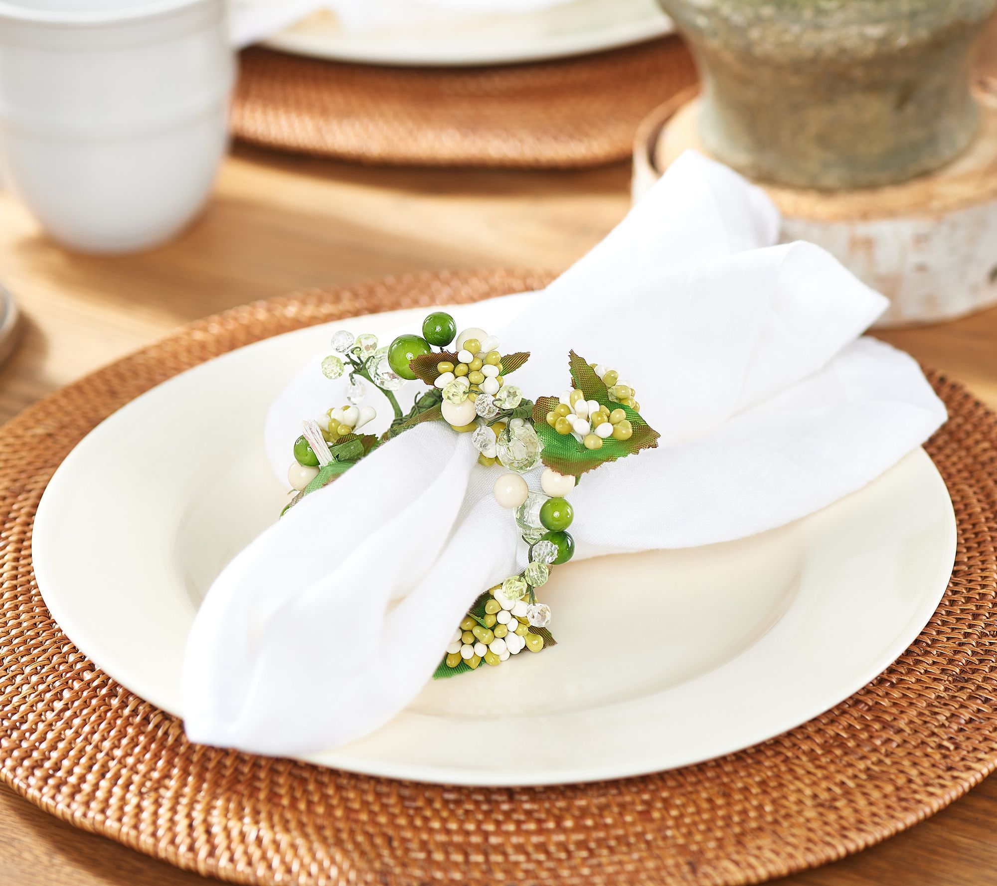 "As Is" Set of 4 Beaded and Pearl Napkin Rings by Valerie