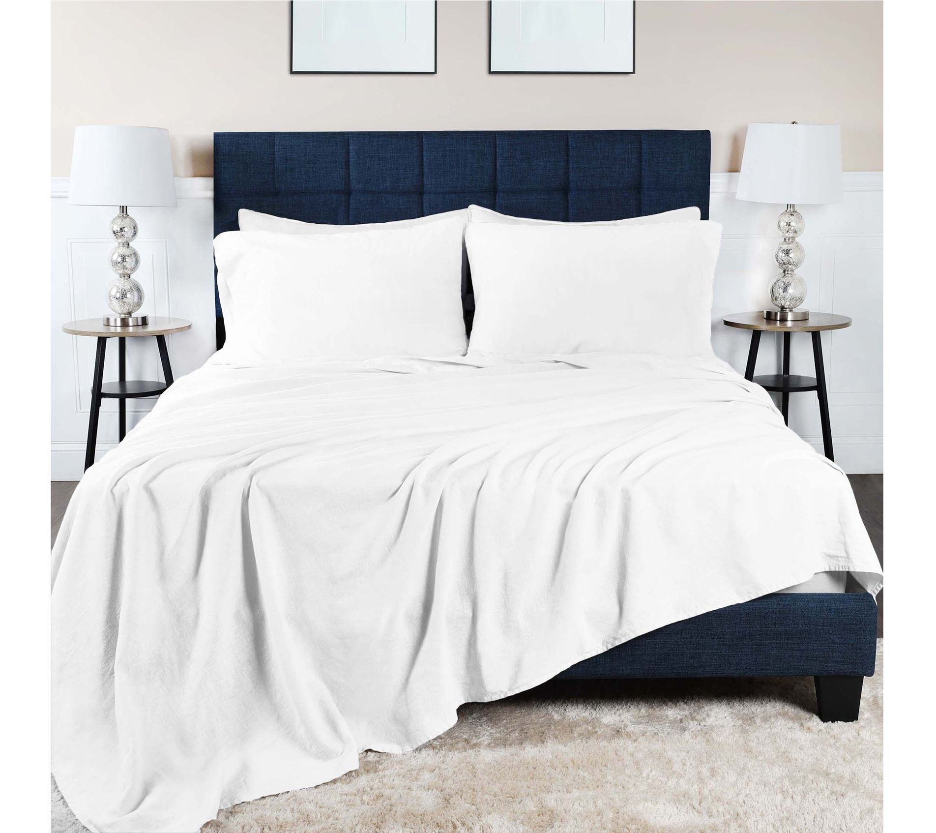 Superior Cotton Linen Blend Deep Pocket 4PC Sheet Set, Queen