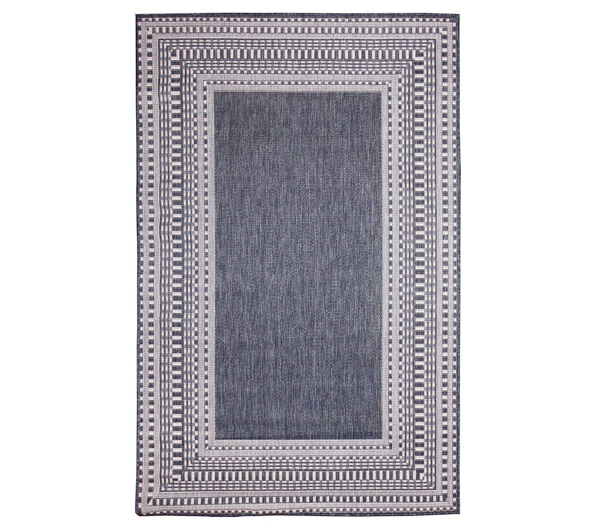 Lush Decor 8' x 10' Malibu Etched Border In/Outdoor Rug Navy