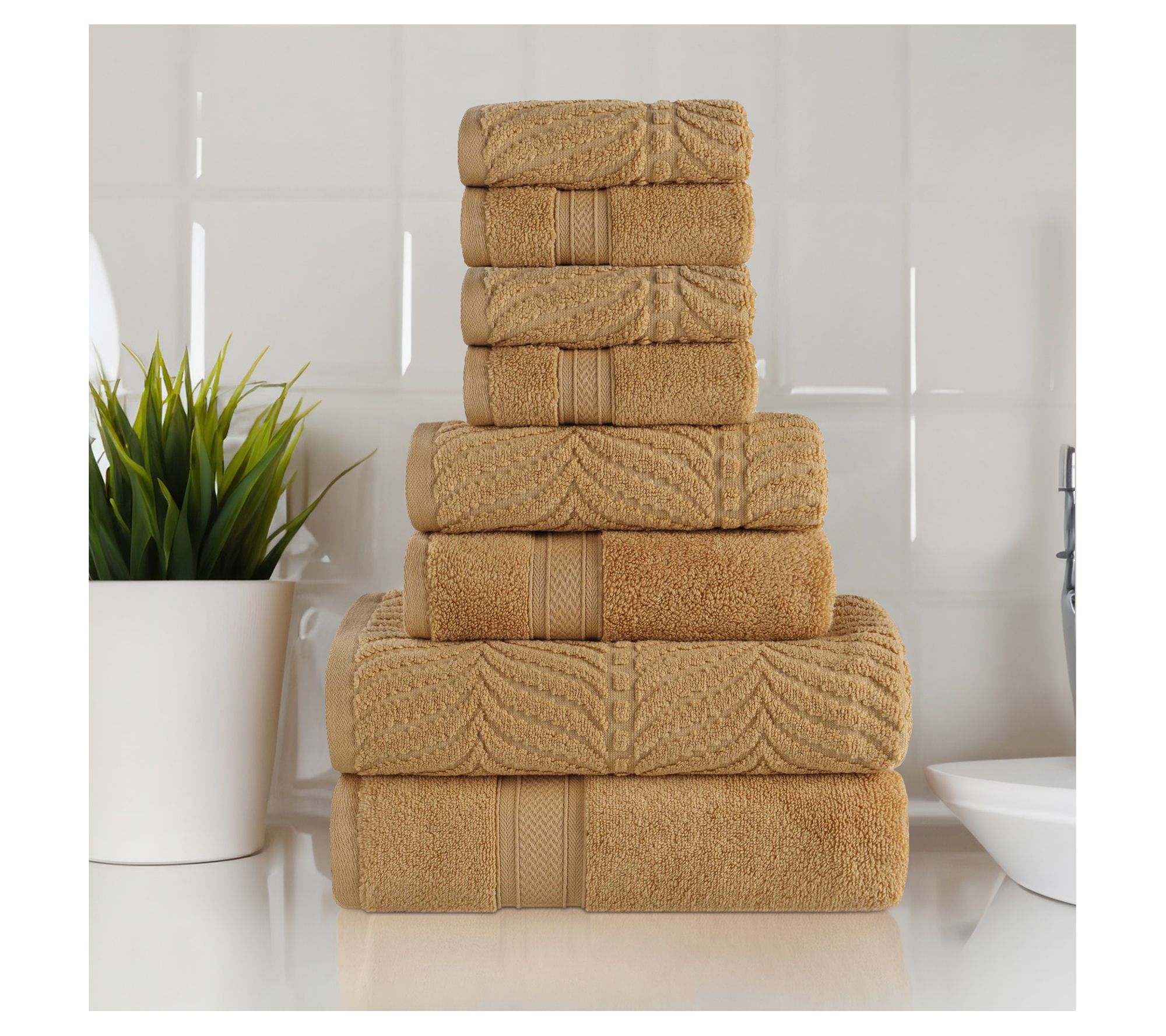 Superior Chevron Zero Twist Cotton Soft 8PC Towel Set