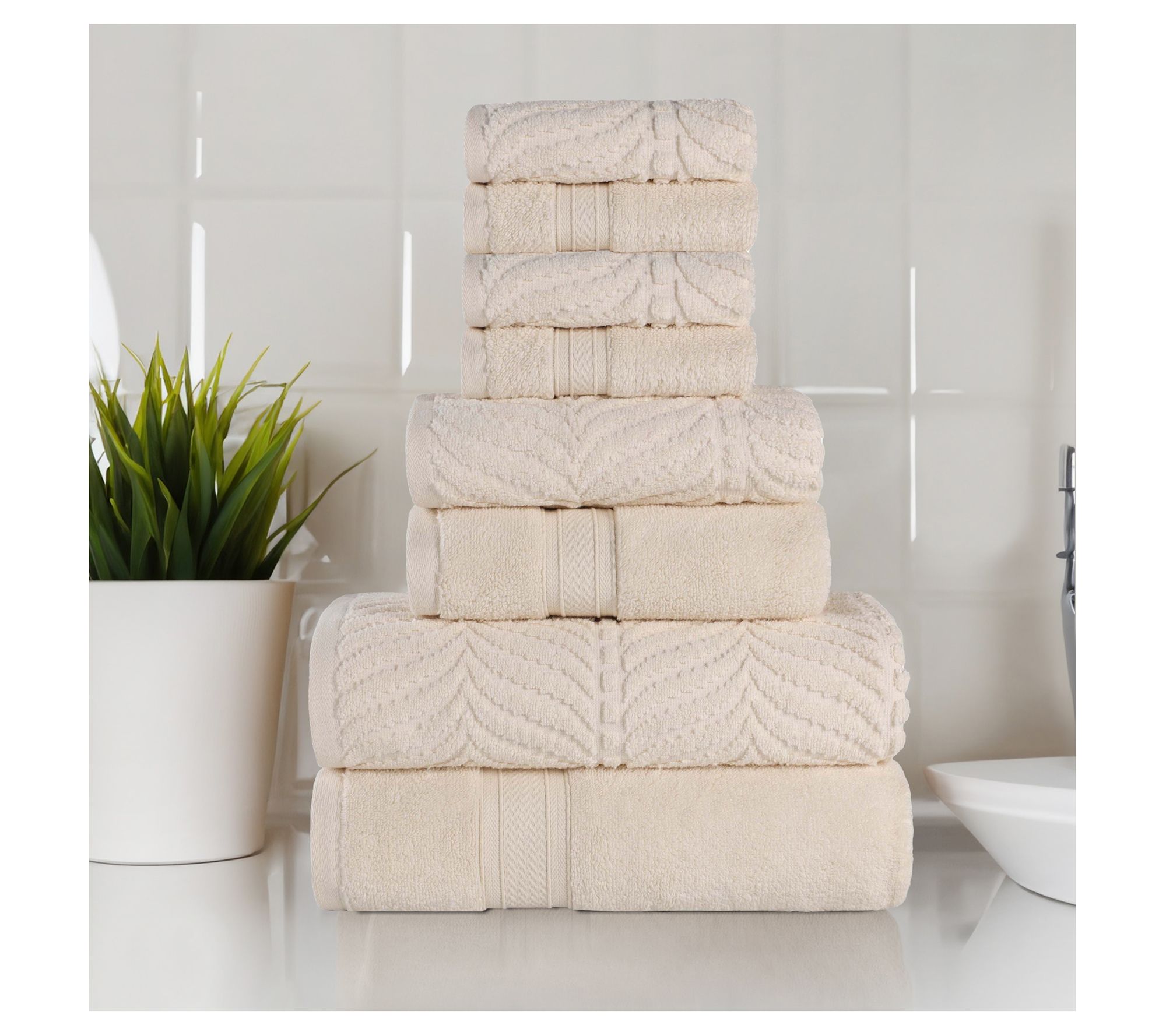 Superior Chevron Zero Twist Cotton Soft 8PC Towel Set