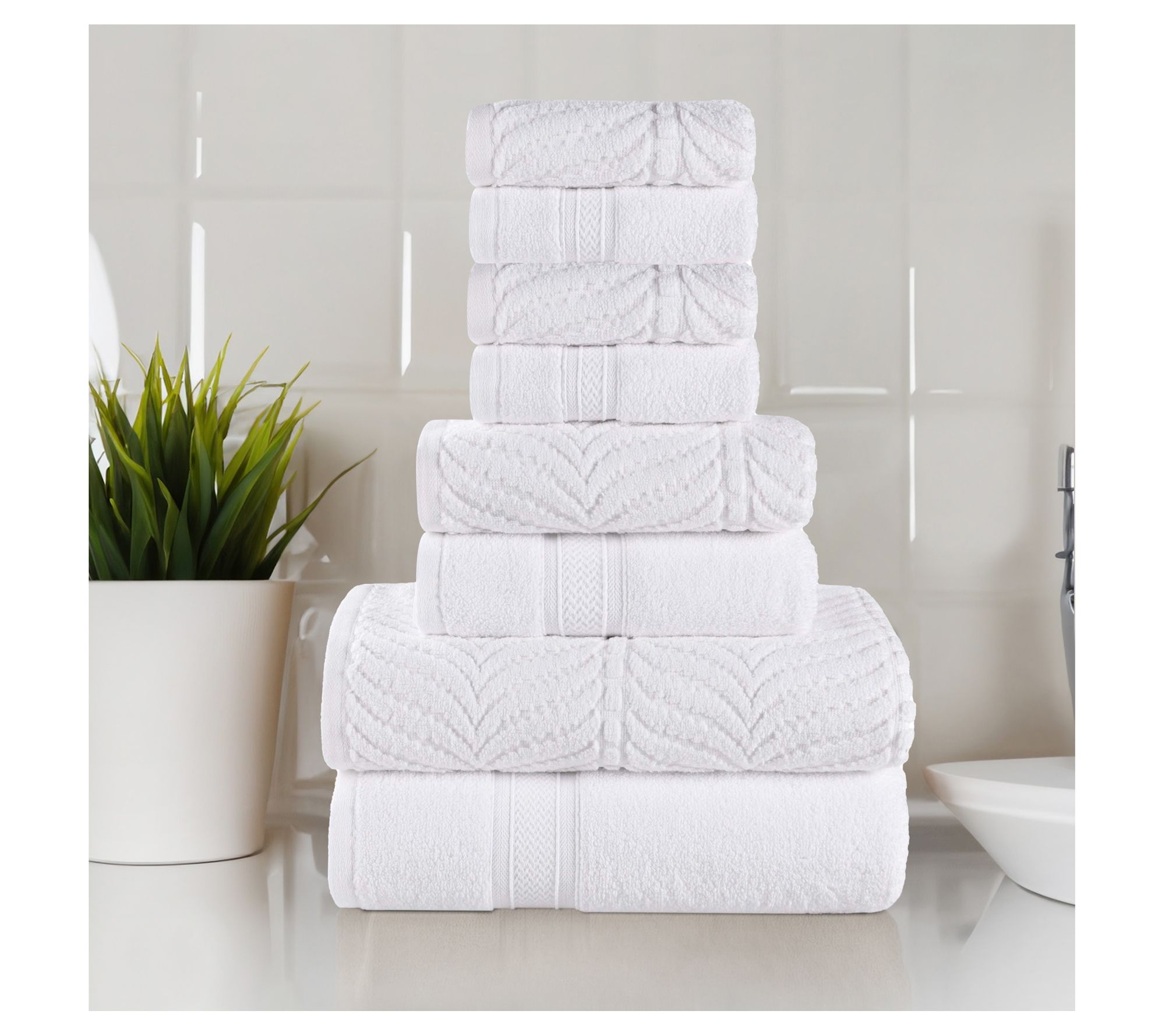 Superior Chevron Zero Twist Cotton Soft 8PC Towel Set