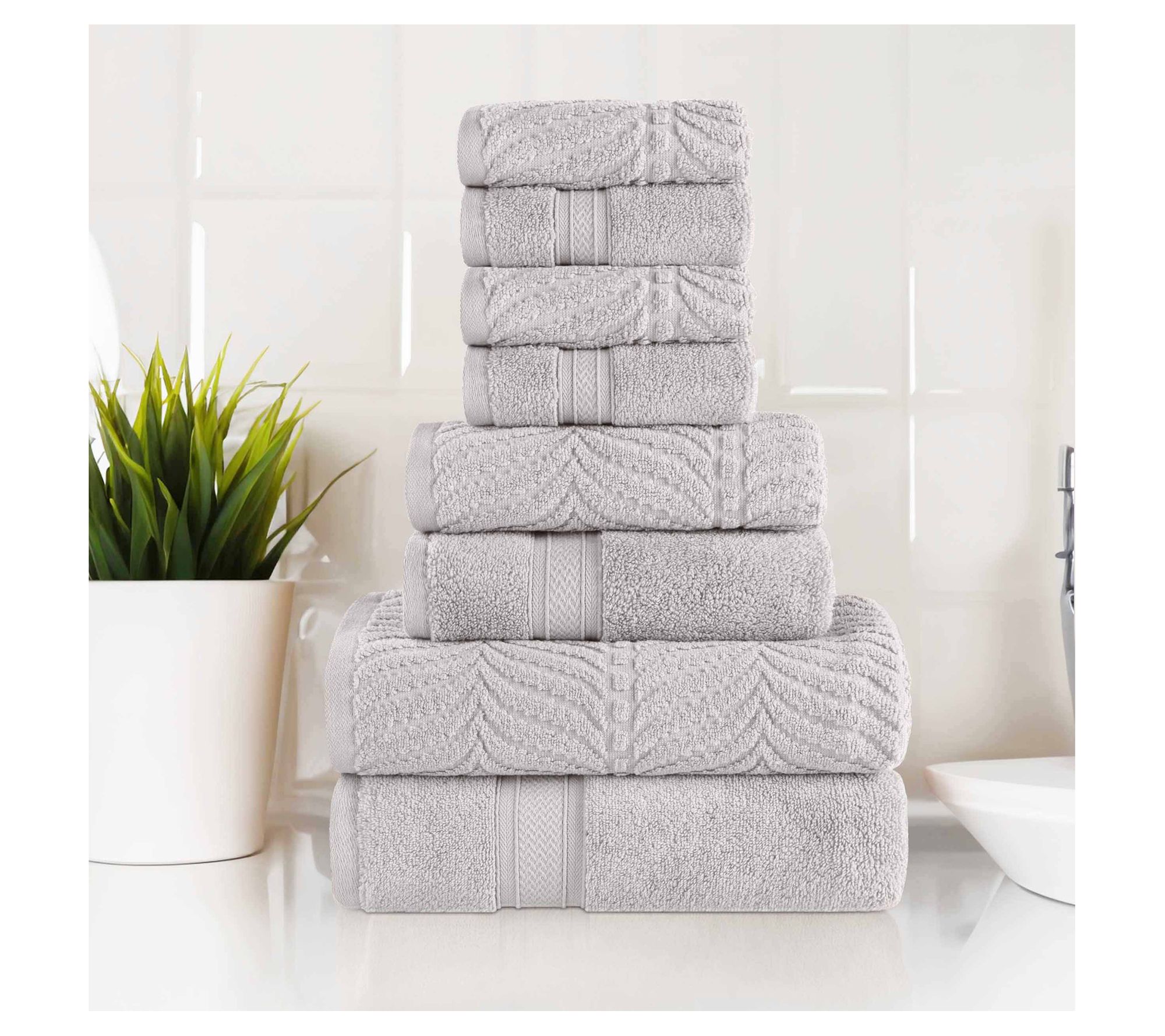 Superior Chevron Zero Twist Cotton Soft 8PC Towel Set