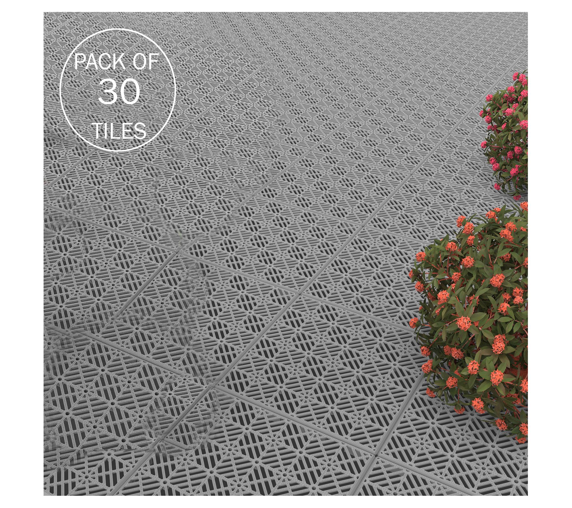 Pure Garden 30-Pack Deck Tiles Interlocking Patio Tiles
