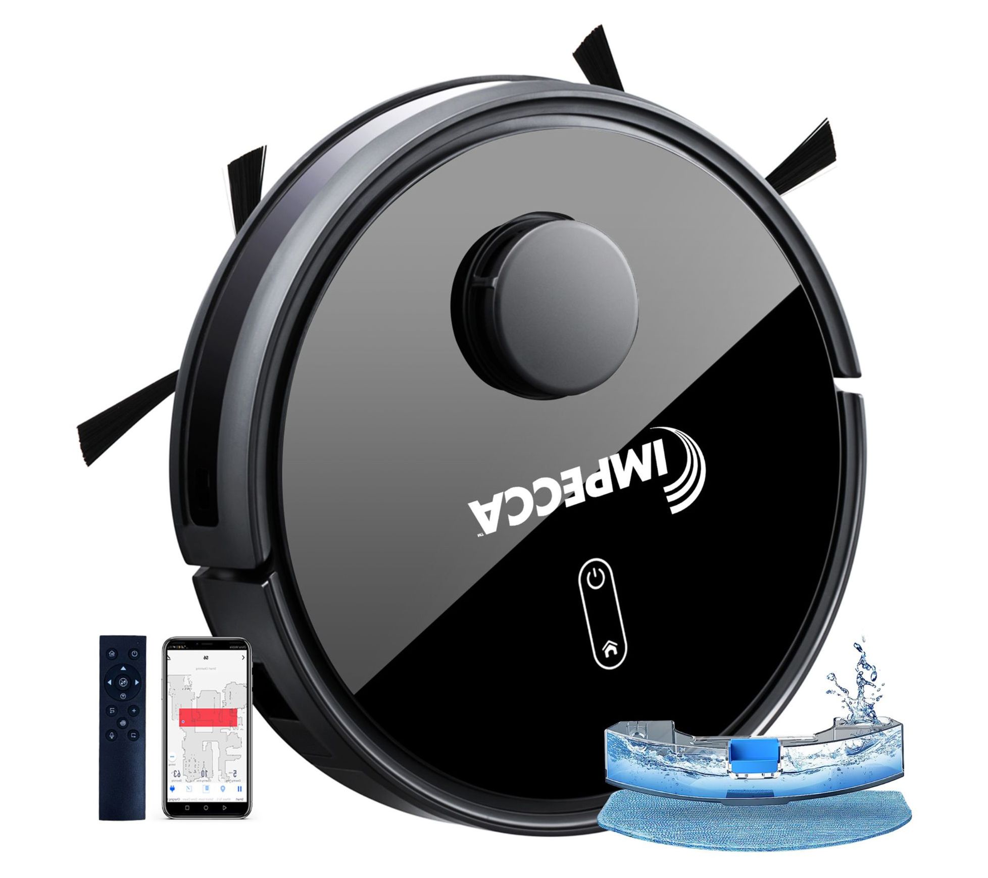 Impecca Robot Vacuum & Mop Combo, Self-Charging, Wi-Fi/App