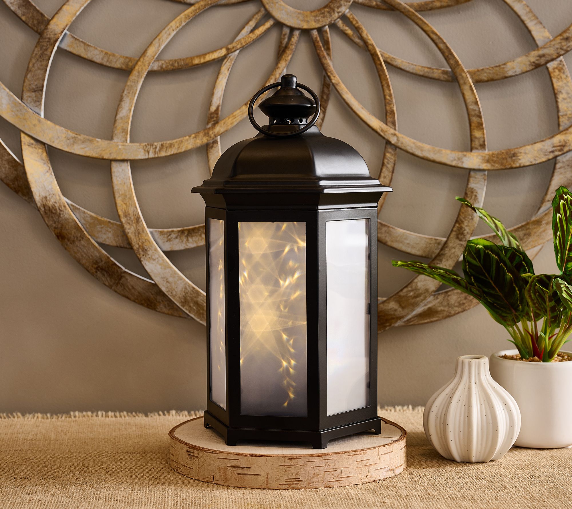 15" In/Outdoor Starscape Glass and Metal Lantern by Valerie