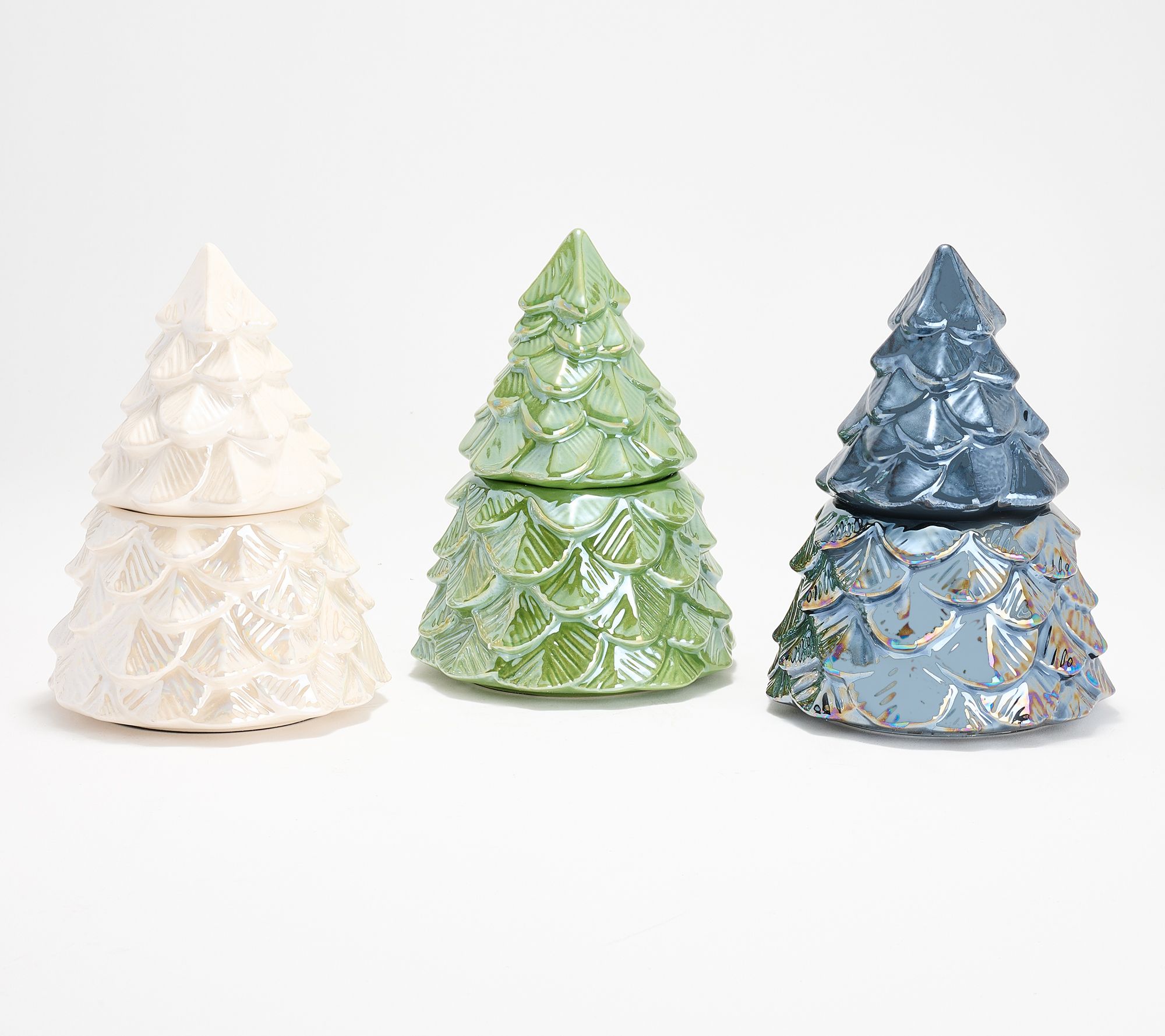 HomeWorx by Slatkin & Co. S/3 4oz Ceramic Iridescent Tree Candles
