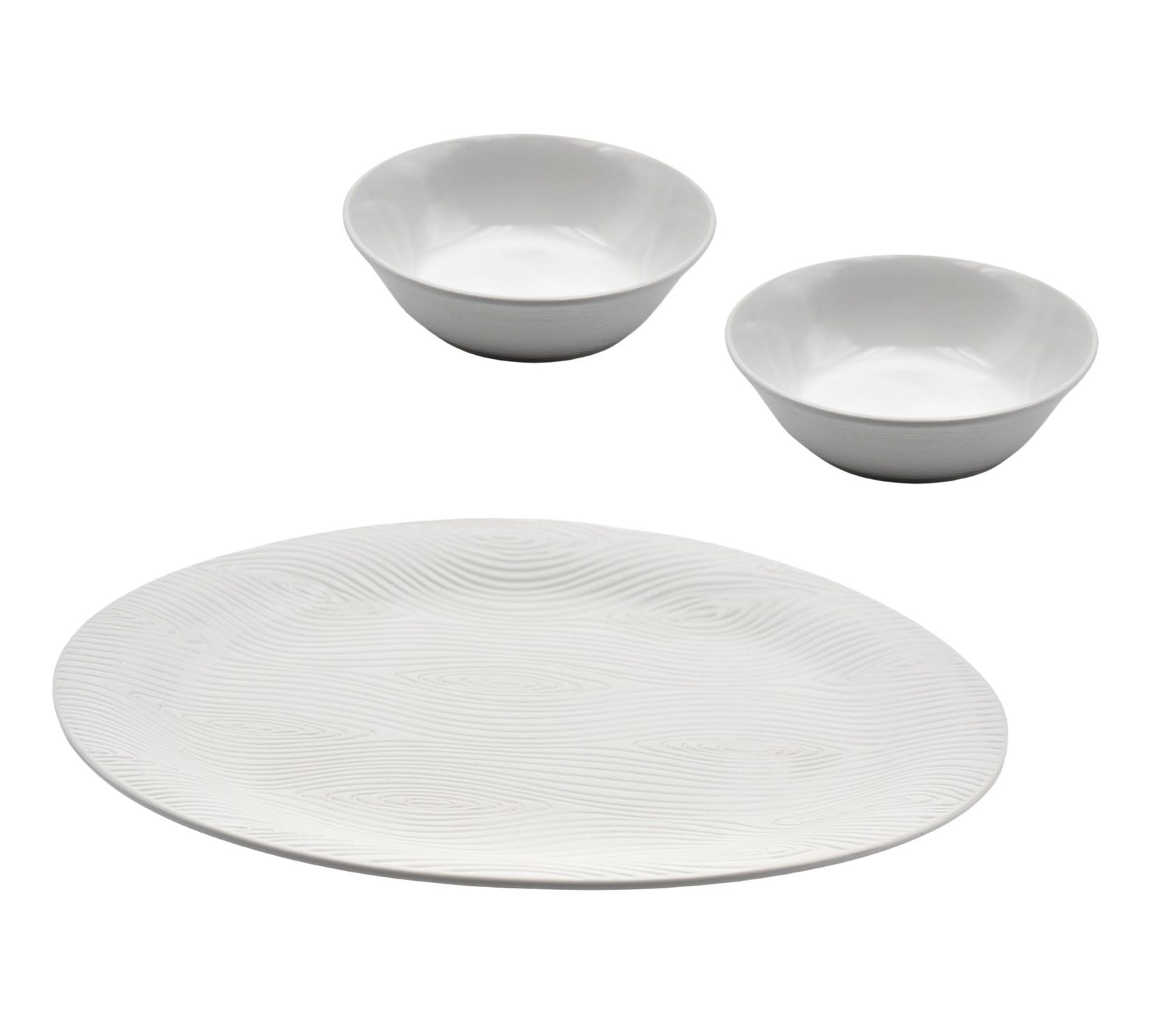 Temp-tations Carved Willow 16" Oval Platter w/ 2 Shallow Bowls