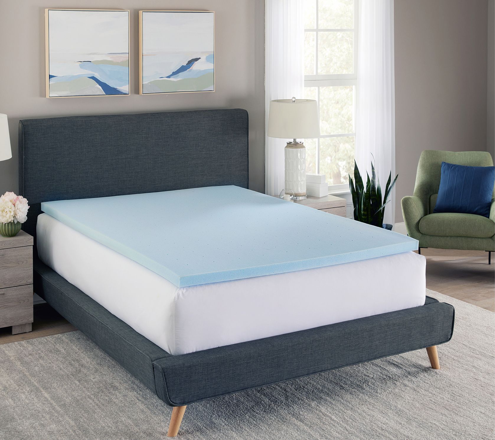 Bodipedic 2" Gel-Infused Memory Foam Mattress Topper, Queen