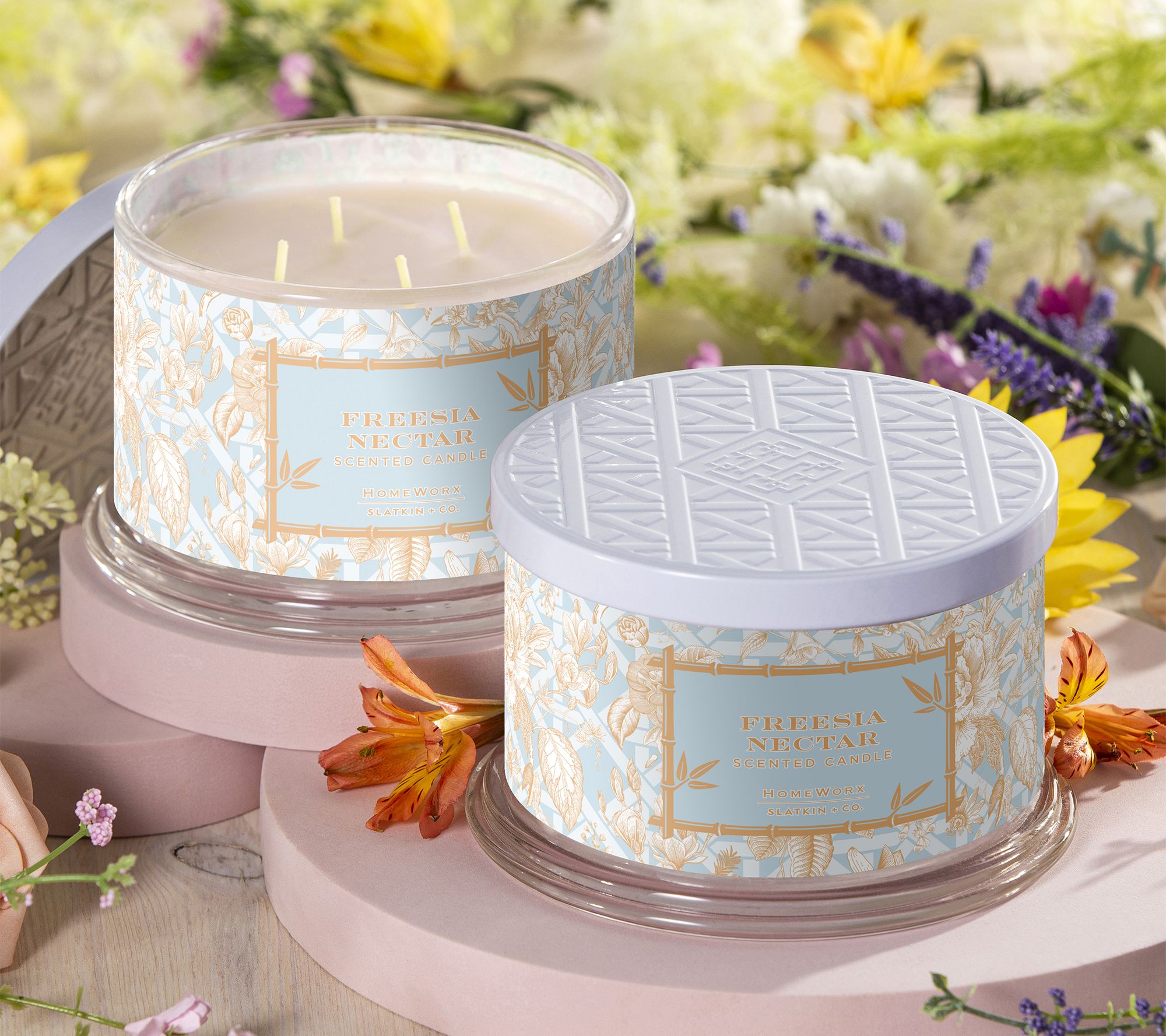 HomeWorx by Slatkin & Co. S/2 18oz Garden Tea Party Candles