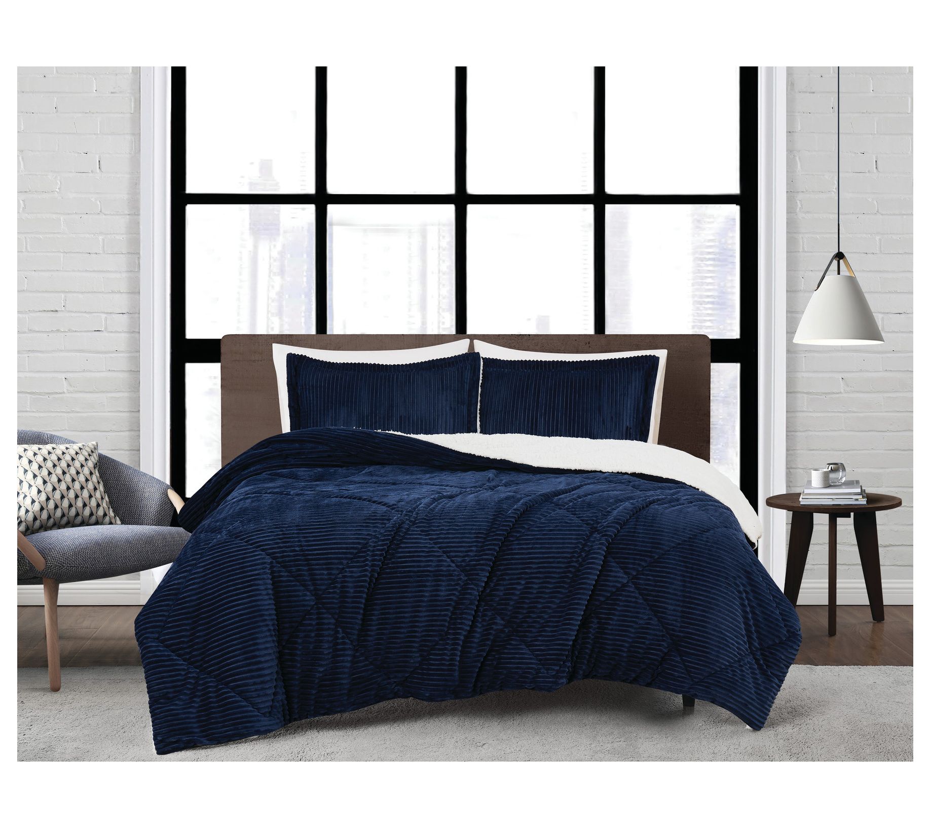 London Fog Corduroy King 3 Piece Comforter Set