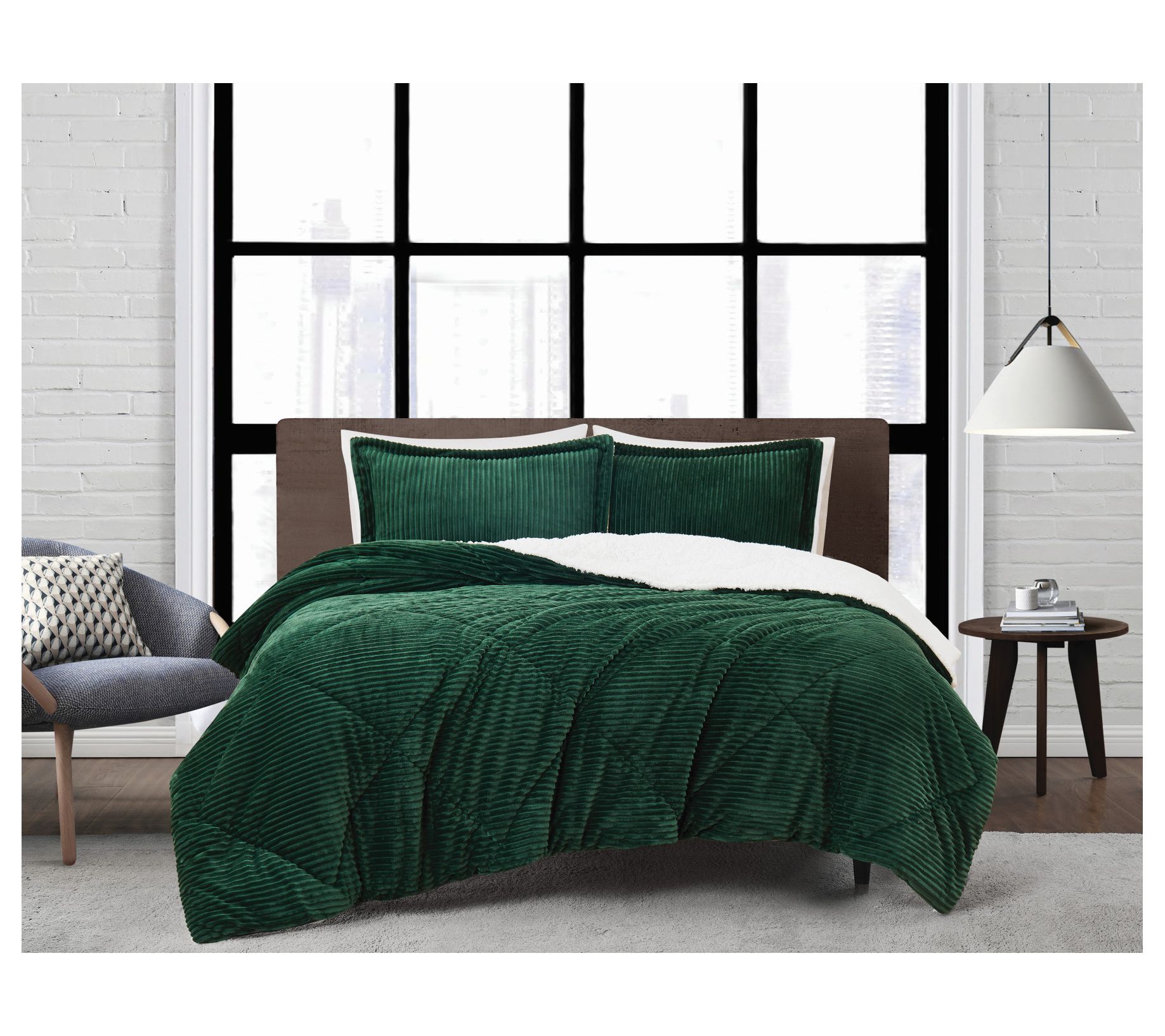 London Fog Corduroy King 3 Piece Comforter Set