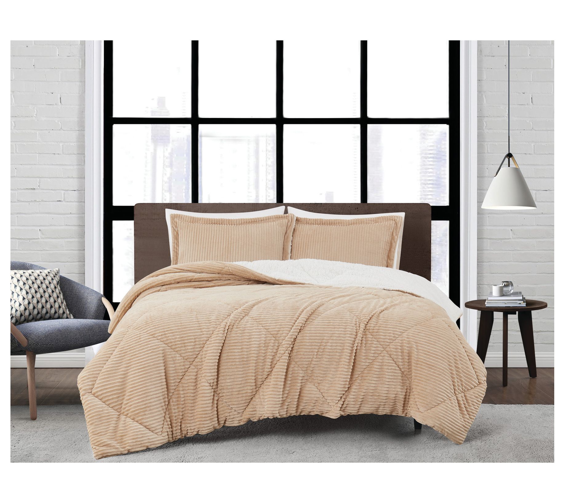 London Fog Corduroy King 3 Piece Comforter Set