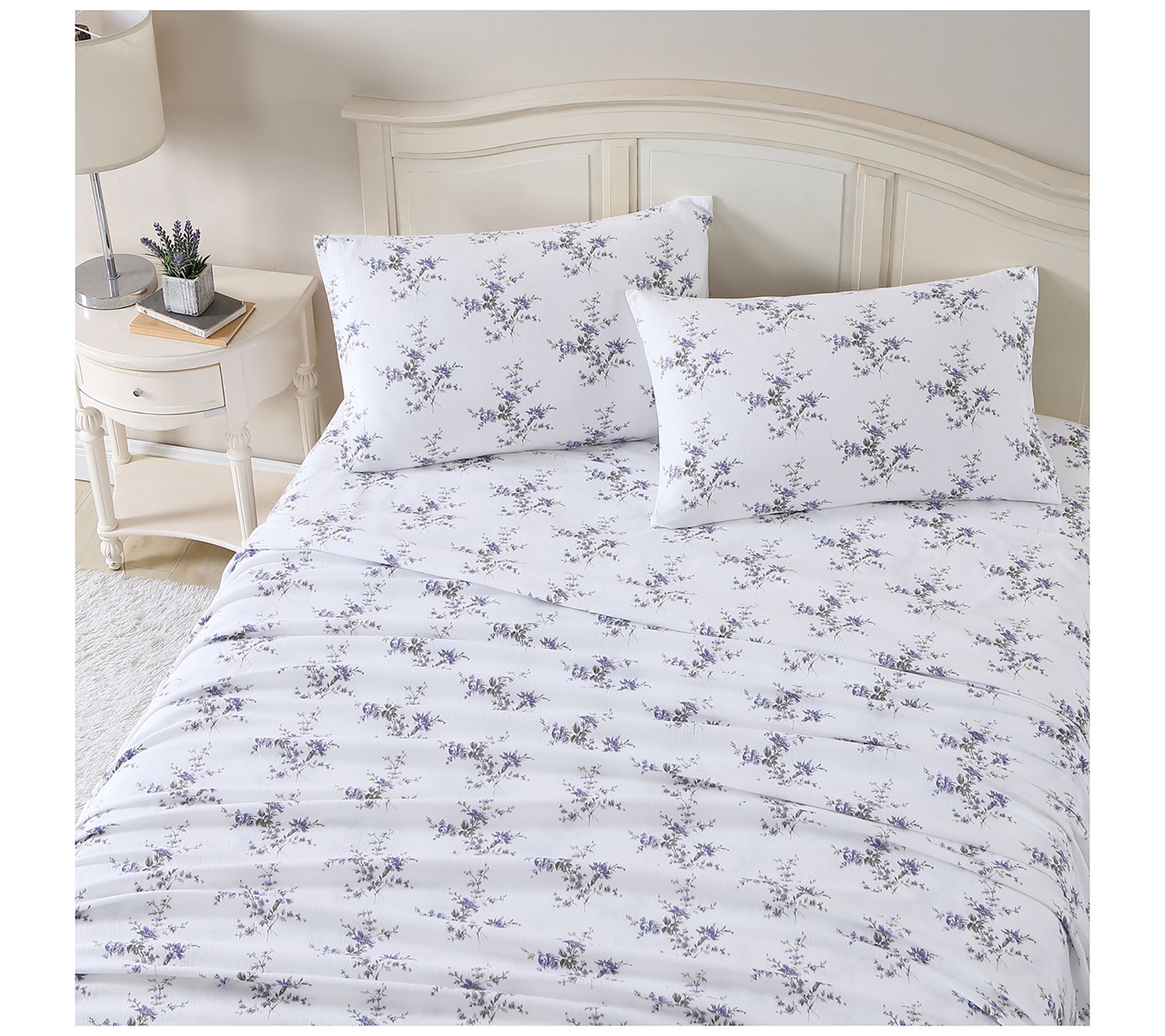 Laura Ashley Jessika Purple Queen Flannel SheetSet