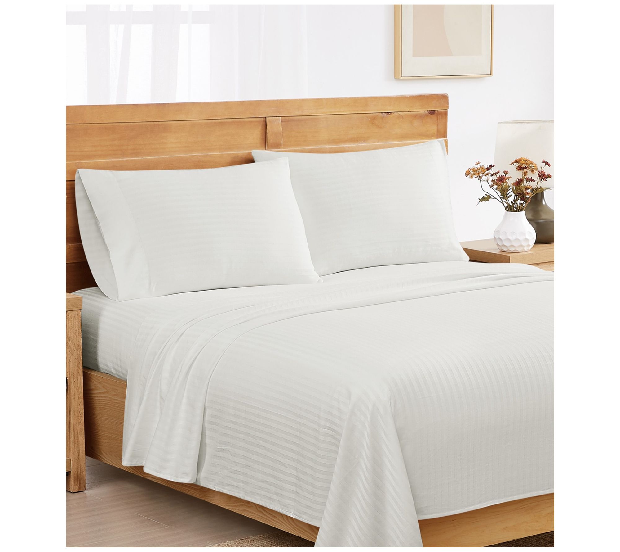 Royal Velvet Signature Dobby Stripe 4 Piece Queen Sheet Set