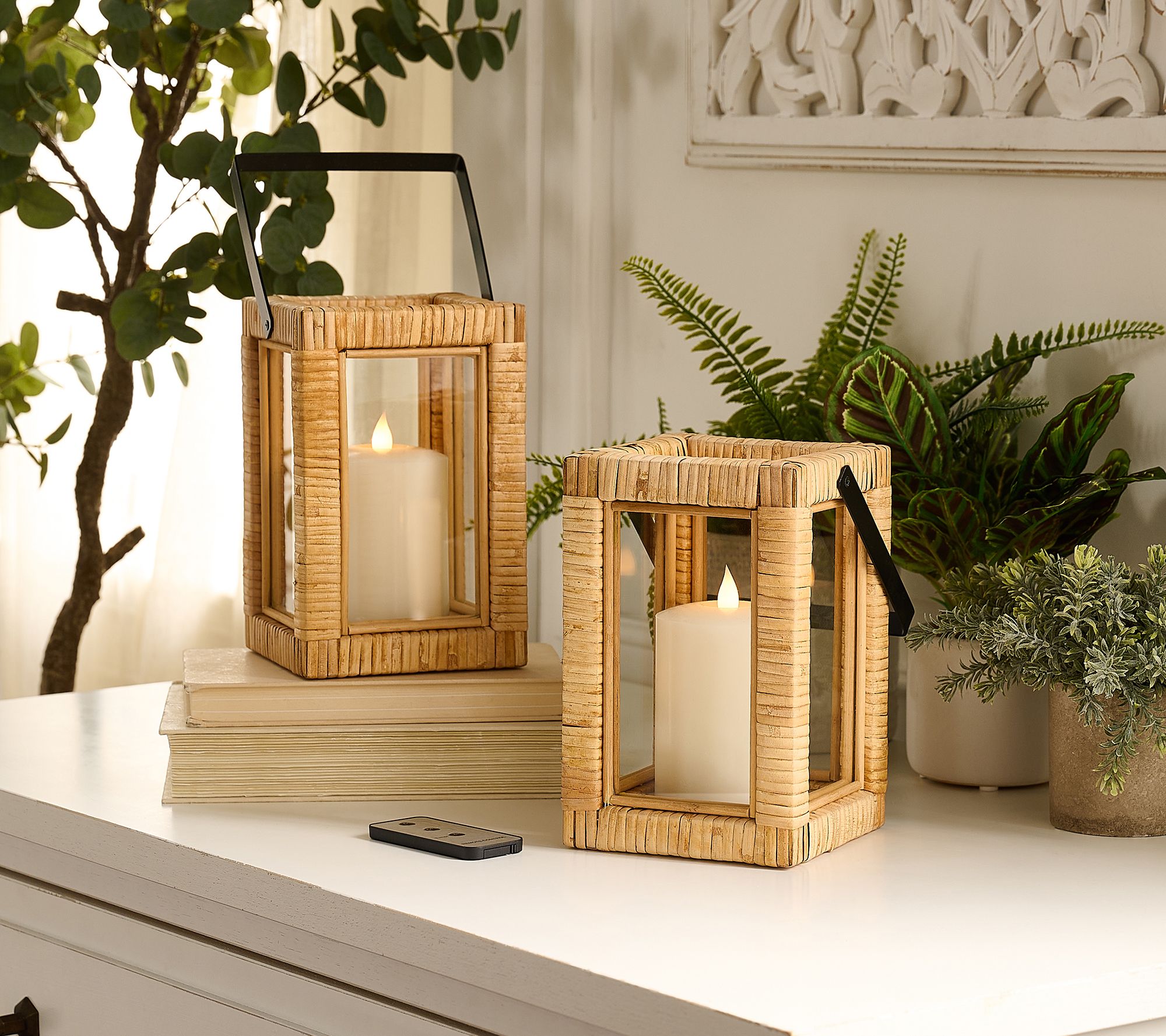 Mrs. H by Dee Hilfiger Set of 2 8" Rattan Lanterns
