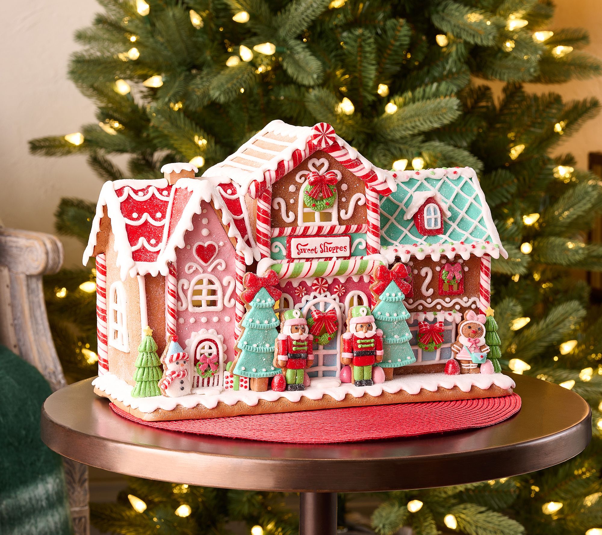 ShWk 8/4  Lit Sweet Shop Gingerbread Village by Valerie