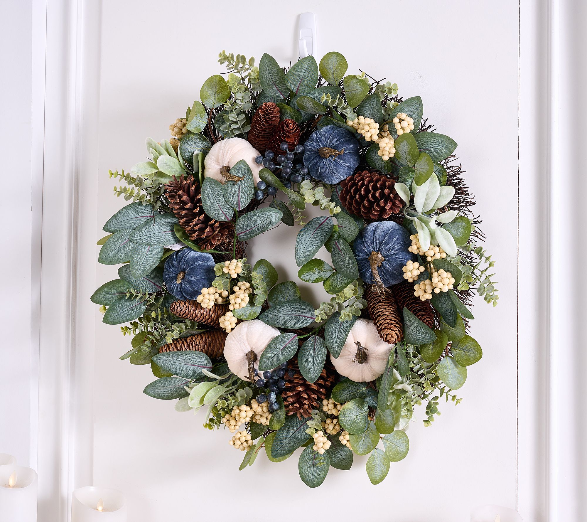 Home Reflections 24" Autumn Pumpkin & Leaf Wreath