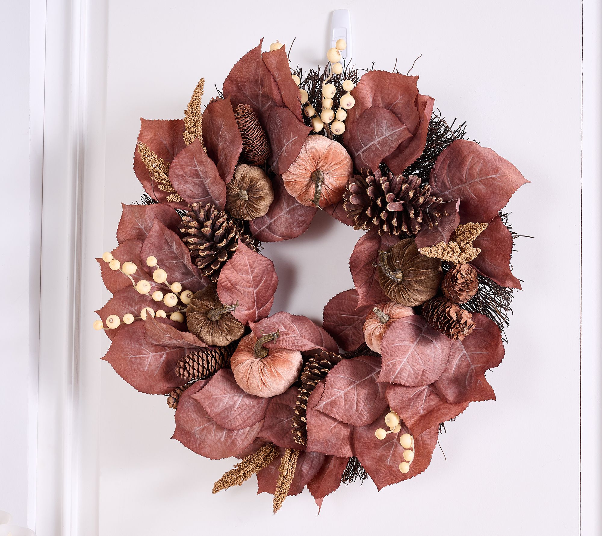 Home Reflections 24" Autumn Pumpkin & Leaf Wreath