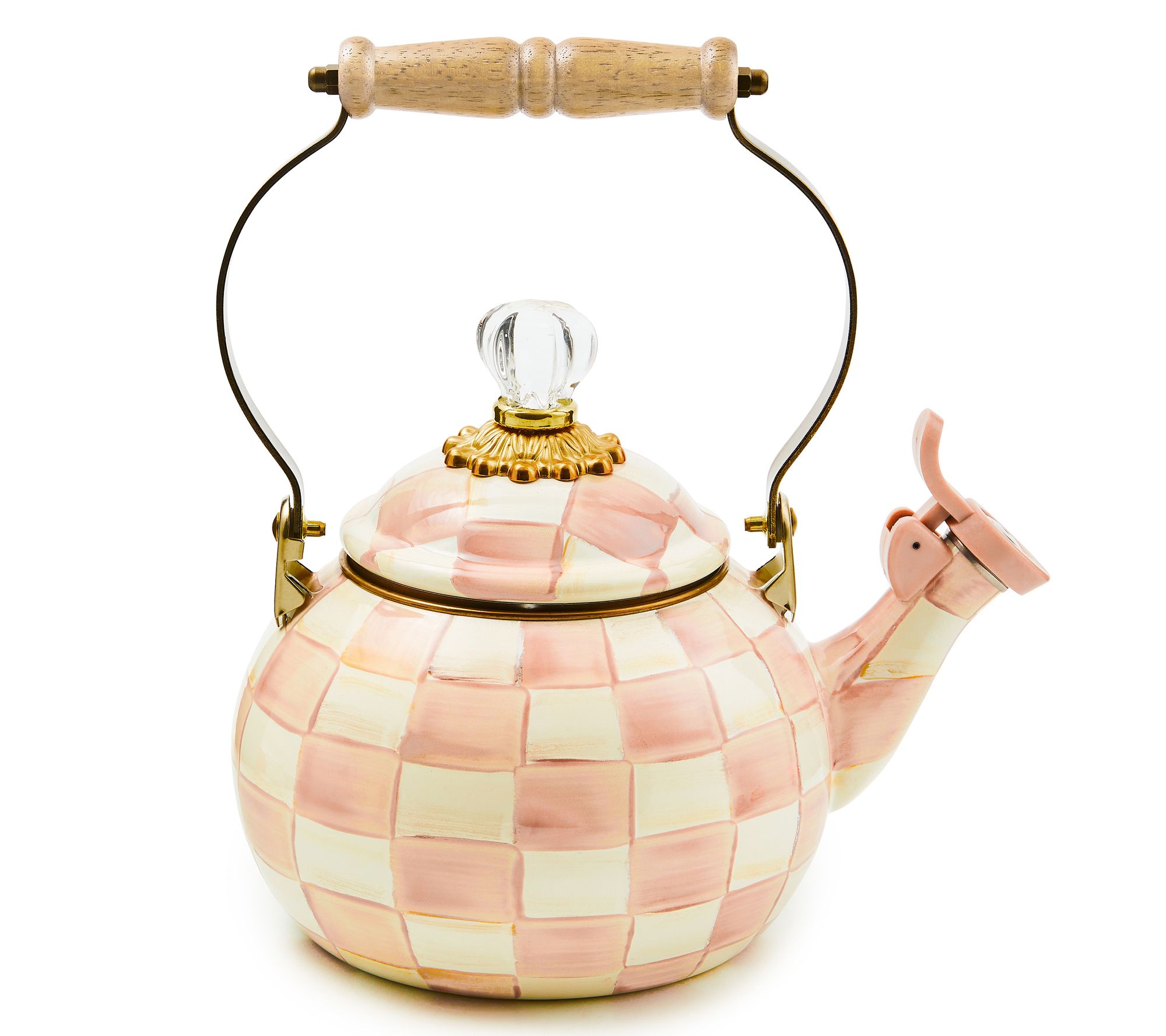 MacKenzie-Childs Rosy Check Whistling Tea Kettle