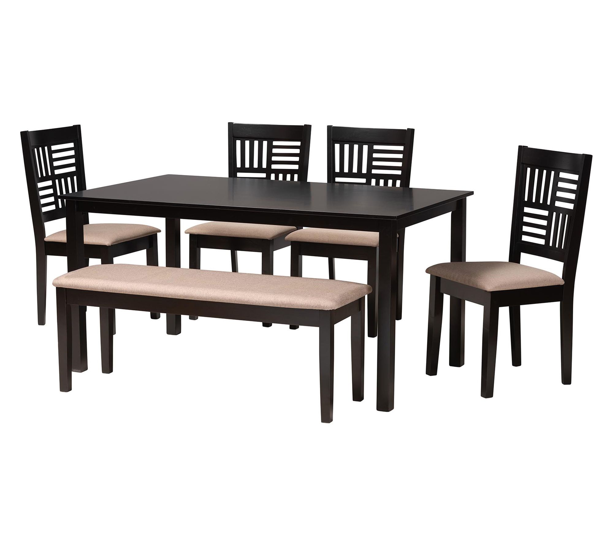 Baxton Studio Deanna Fabric and Wood 6-Piece Dining Set - QVC.com