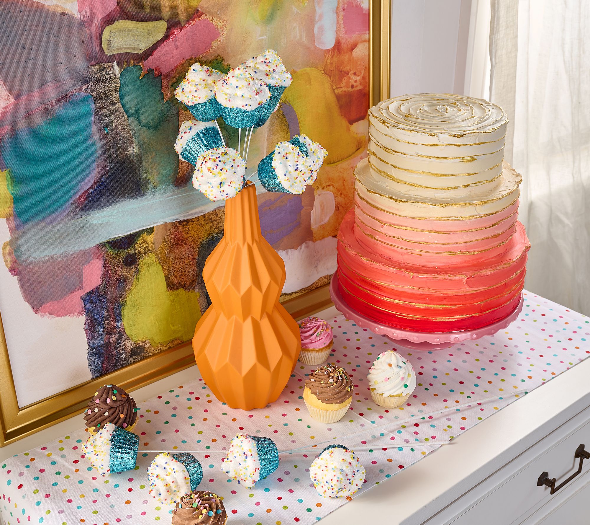 Set of 6 Sugared Cupcake Picks with Sprinkles by Valerie