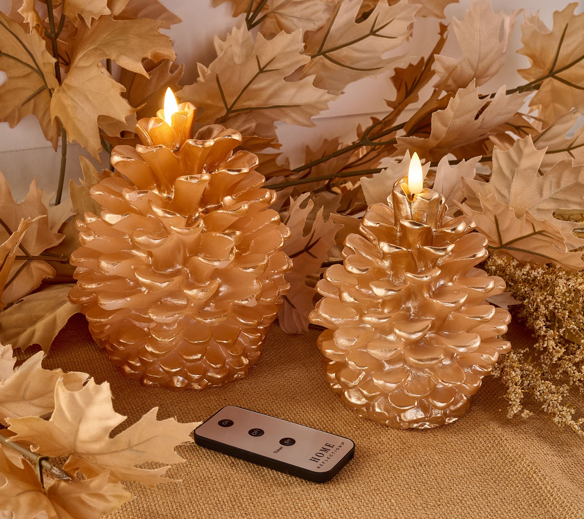 Home Reflections S/2 Flameless Metallic Pinecones