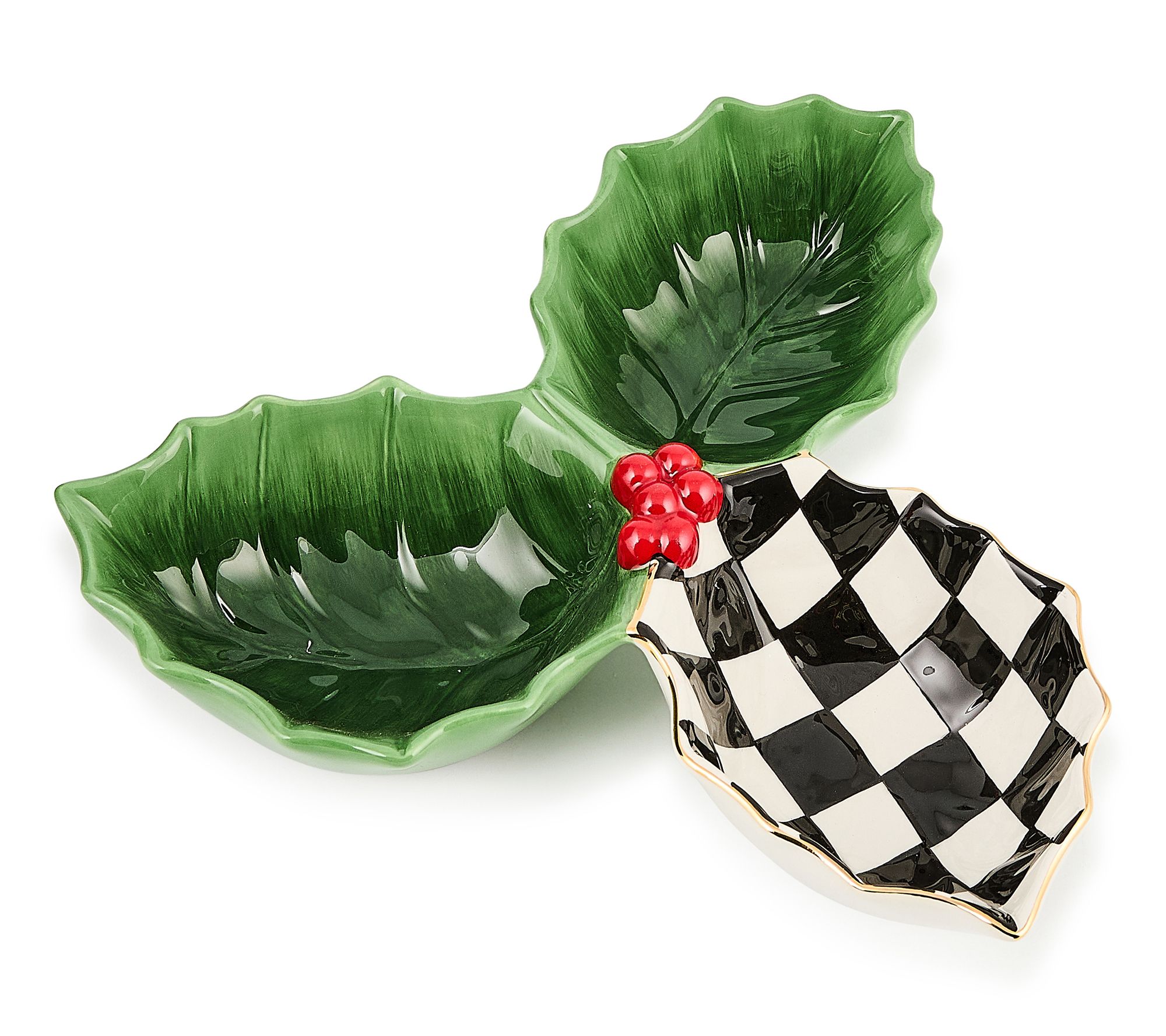 MacKenzie- Childs Holly Leaf Tri-Dish
