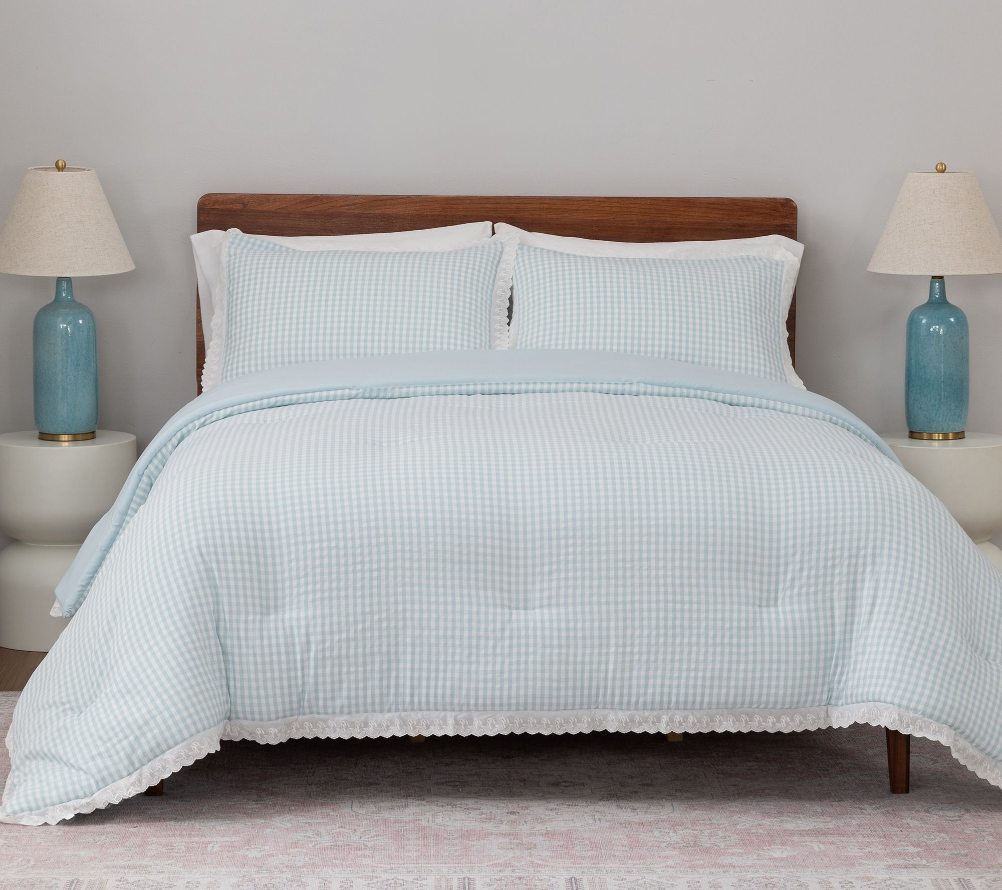 "As Is" Berkshire Gingham Comforter & Sham Set- King