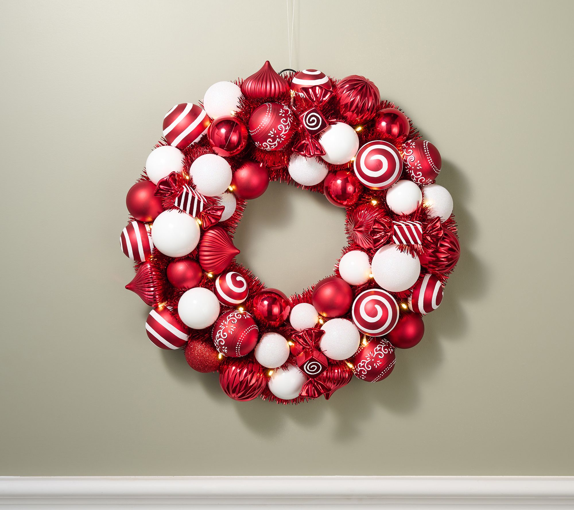 "As Is" Kringle Express 22" Lit Shatterproof Ornament Wreath