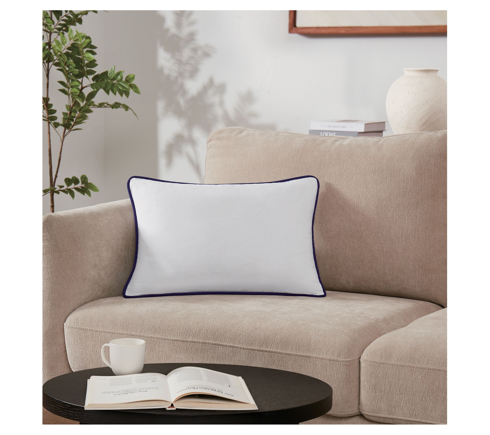 Brooklyn Loom Solid Contrast Piped 14x20 Decorative Pillow