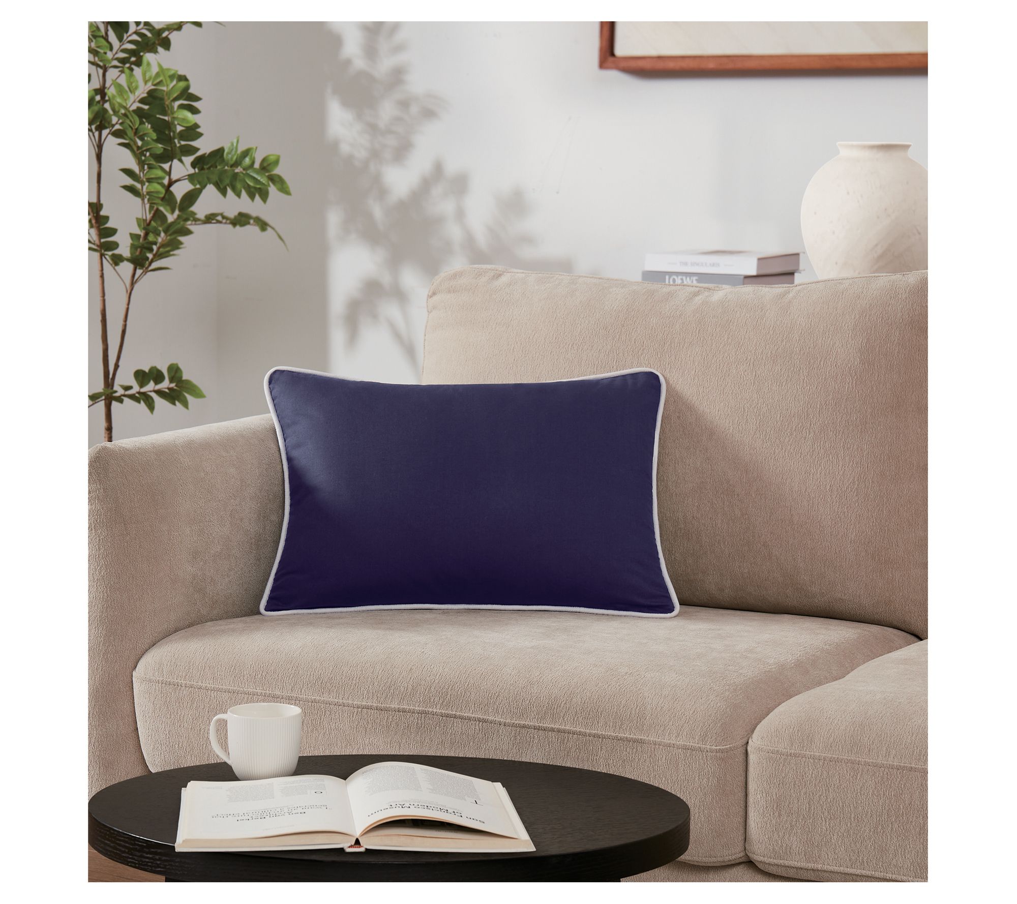Brooklyn Loom Solid Contrast Piped 14x20 Decorative Pillow