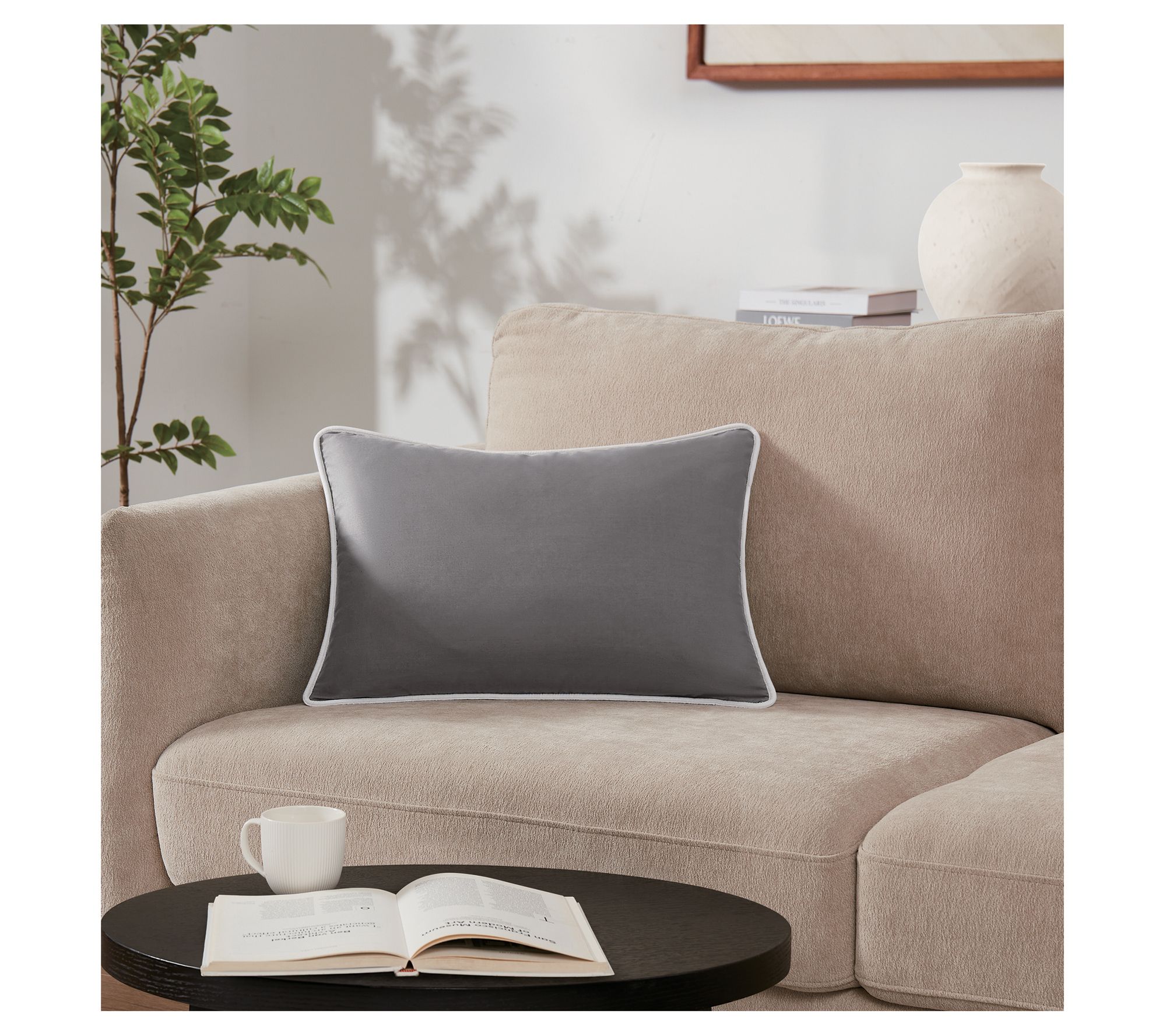 Brooklyn Loom Solid Contrast Piped 14x20 Decorative Pillow