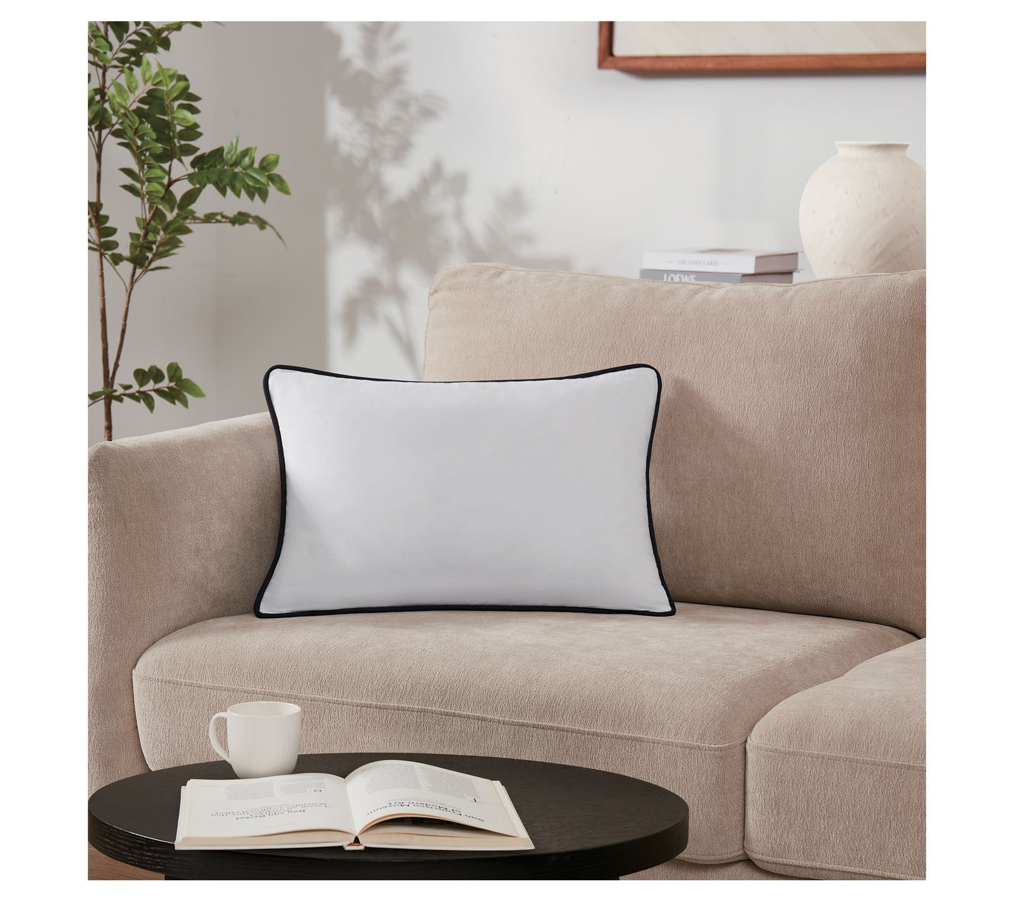 Brooklyn Loom Solid Contrast Piped 14x20 Decorative Pillow