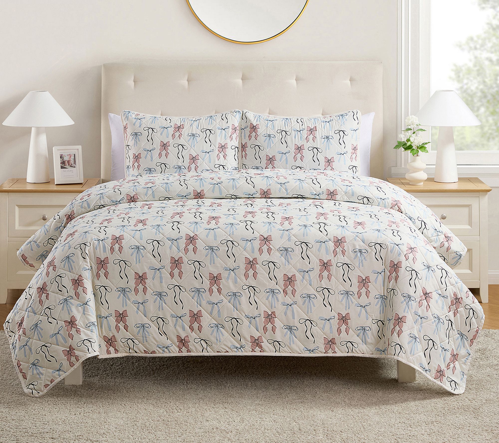 VCNY Home Multi Ribbon Pinsonic Quilt Set, King