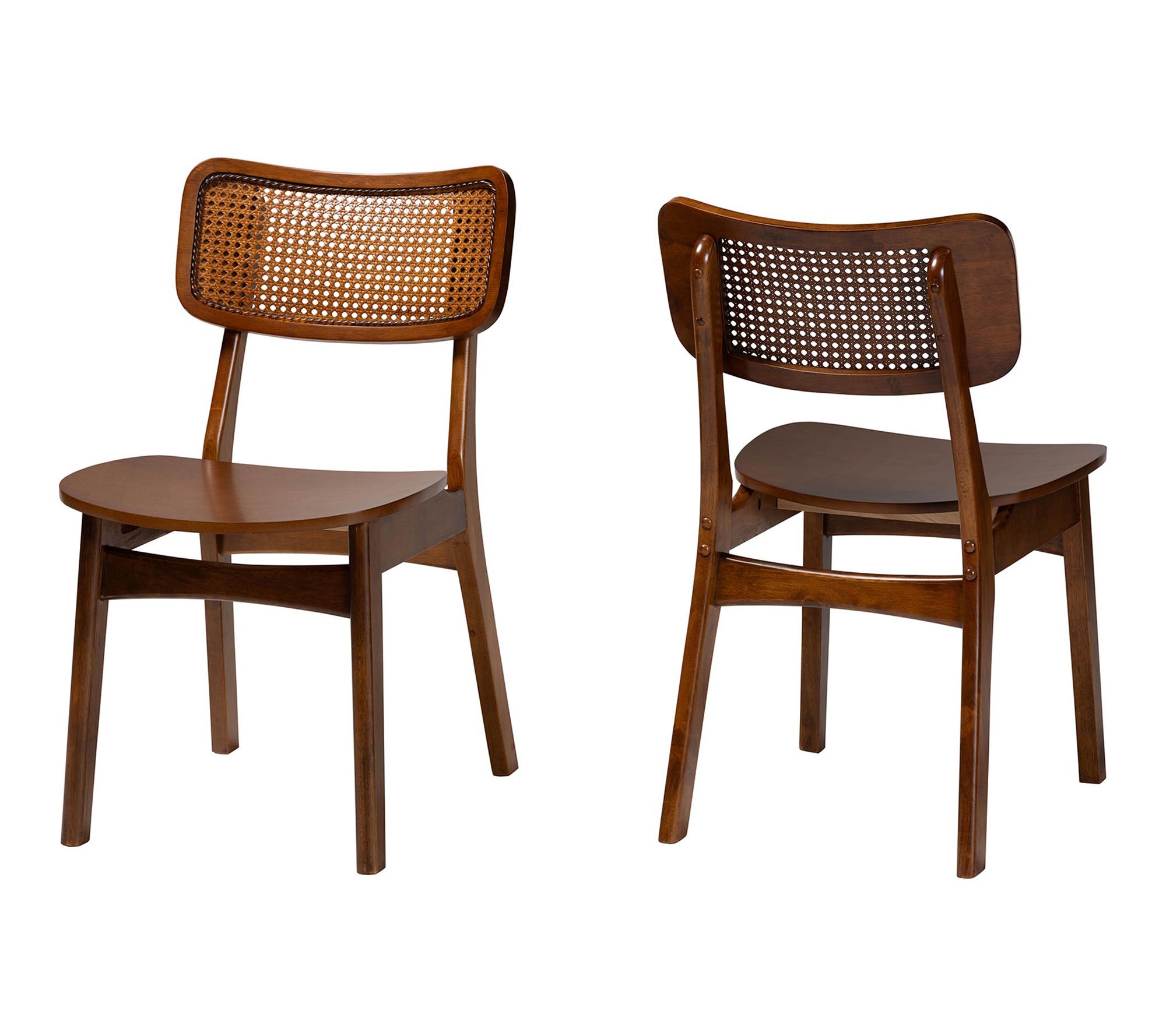 Baxton Studio Tafari Wood and Rattan Dining Cha ir Set of 2
