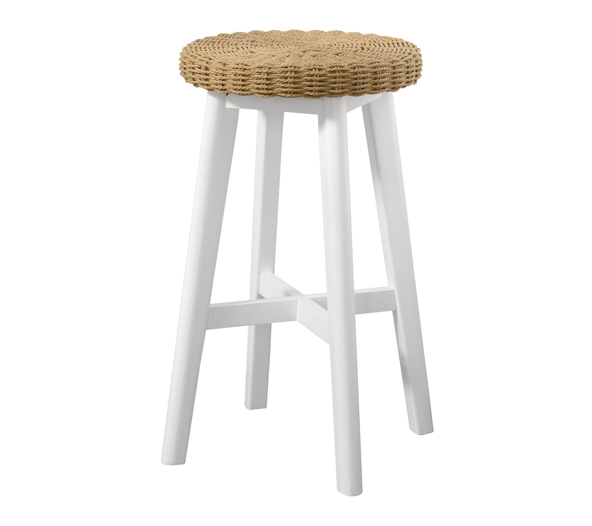 Alaterre Furniture Calais 24" Round Bar Stool with Woven Seat