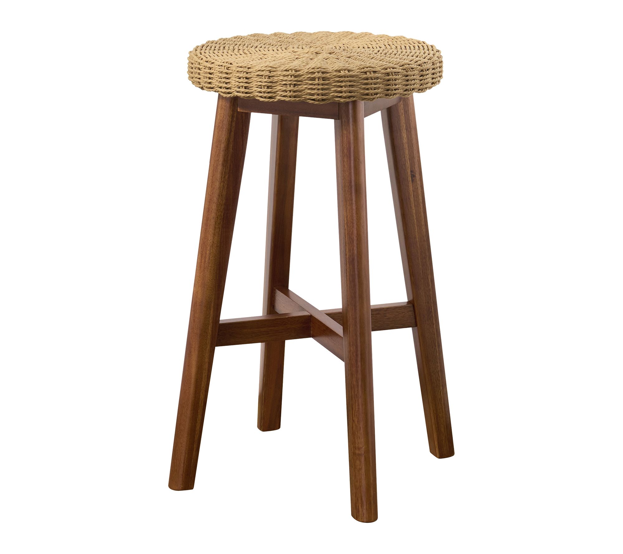 Alaterre Furniture Calais 24" Round Bar Stool with Woven Seat