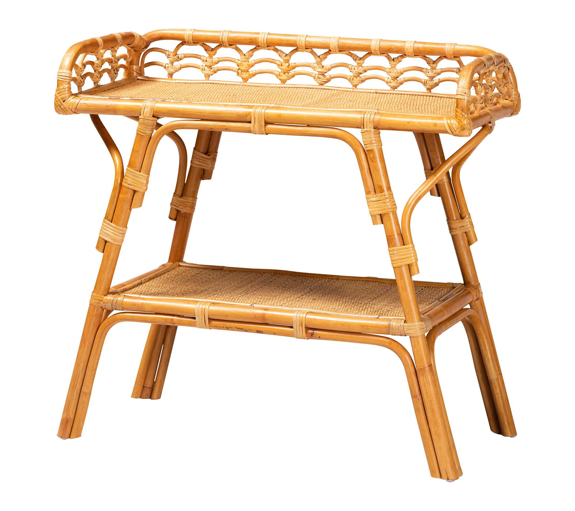 bali & pari Nayana Natural Rattan 2-Tier Console Table